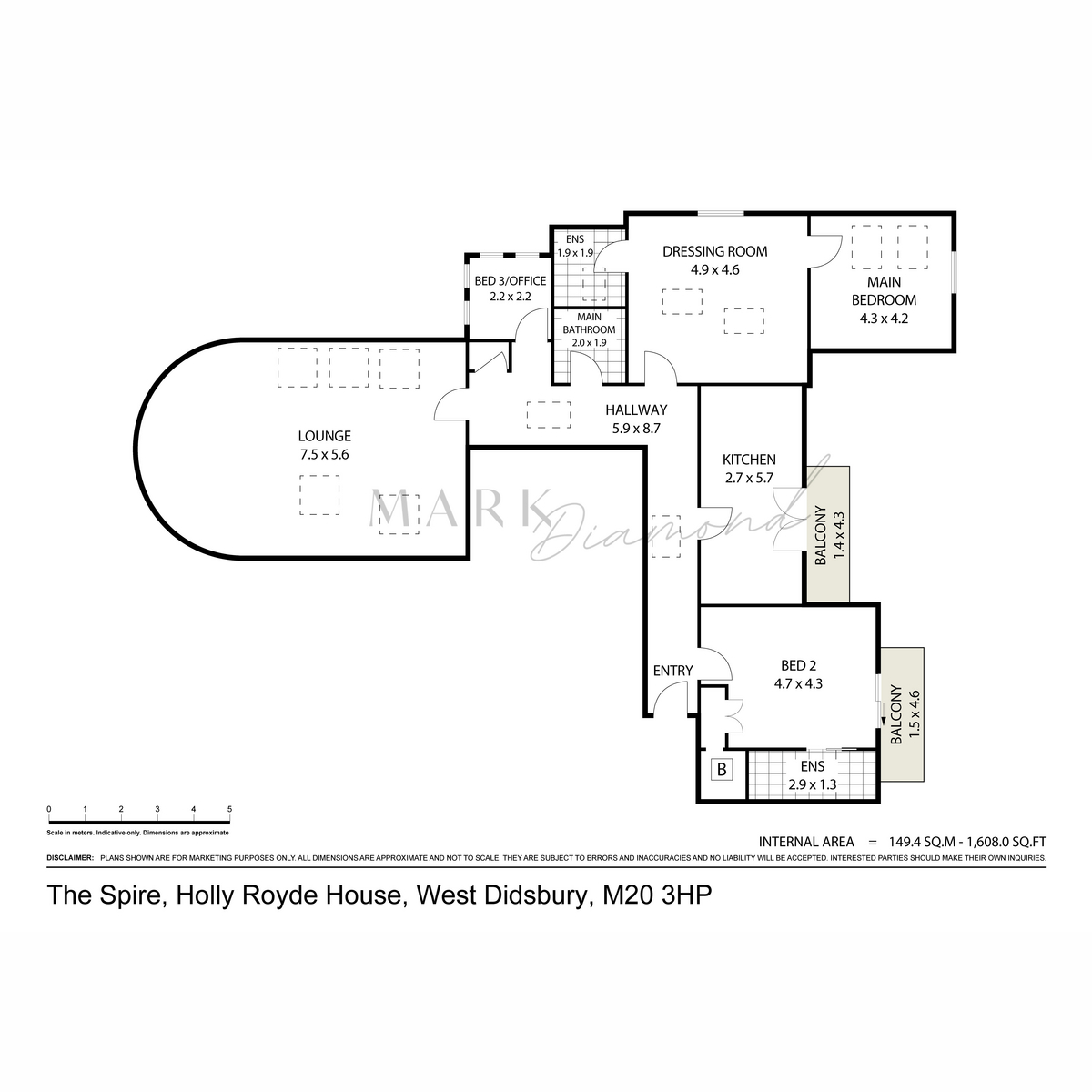 Flat Flat 1, Holly Royde House, 56 Palatine Road, Manchester floorplan