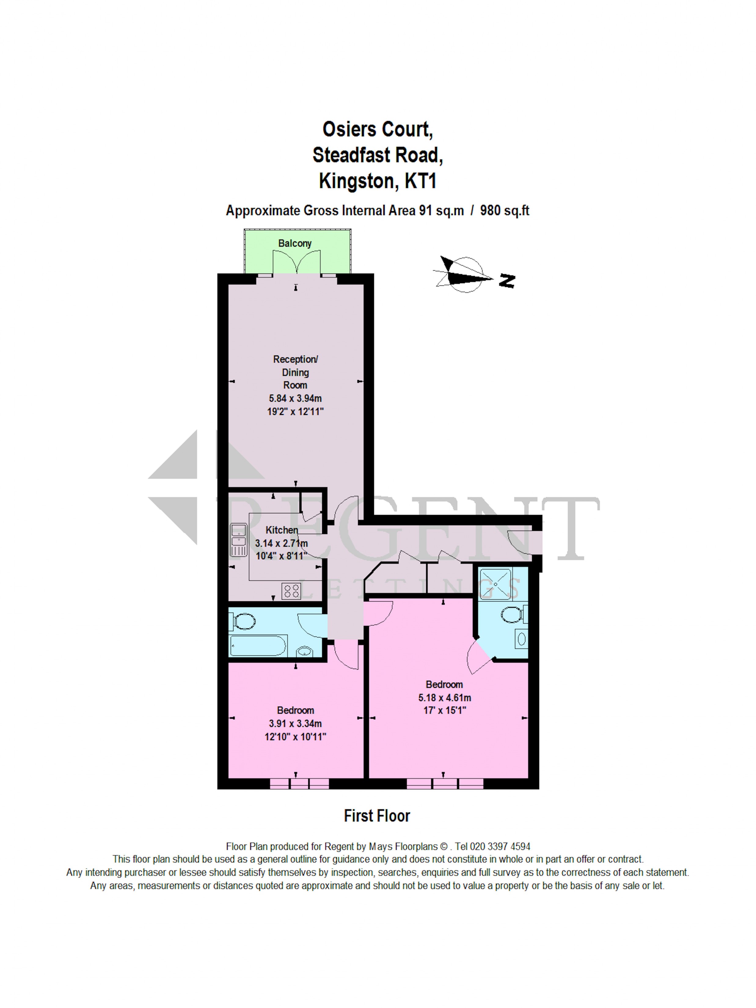 2 Bedrooms Flat to rent in Osiers Court, Kingston Upon Thames KT1