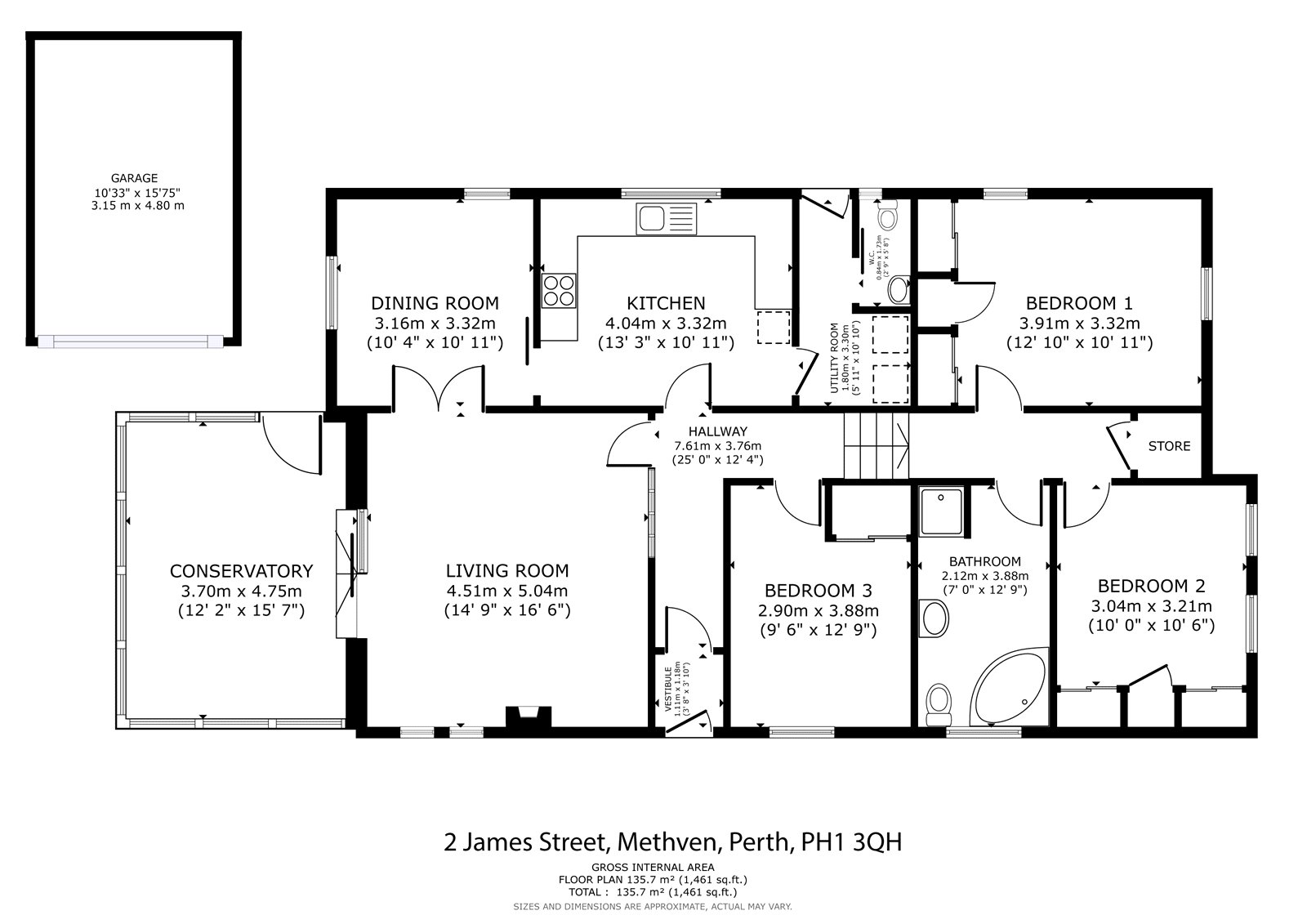 James Street, Methven, Perth PH1, 3 bedroom bungalow for sale