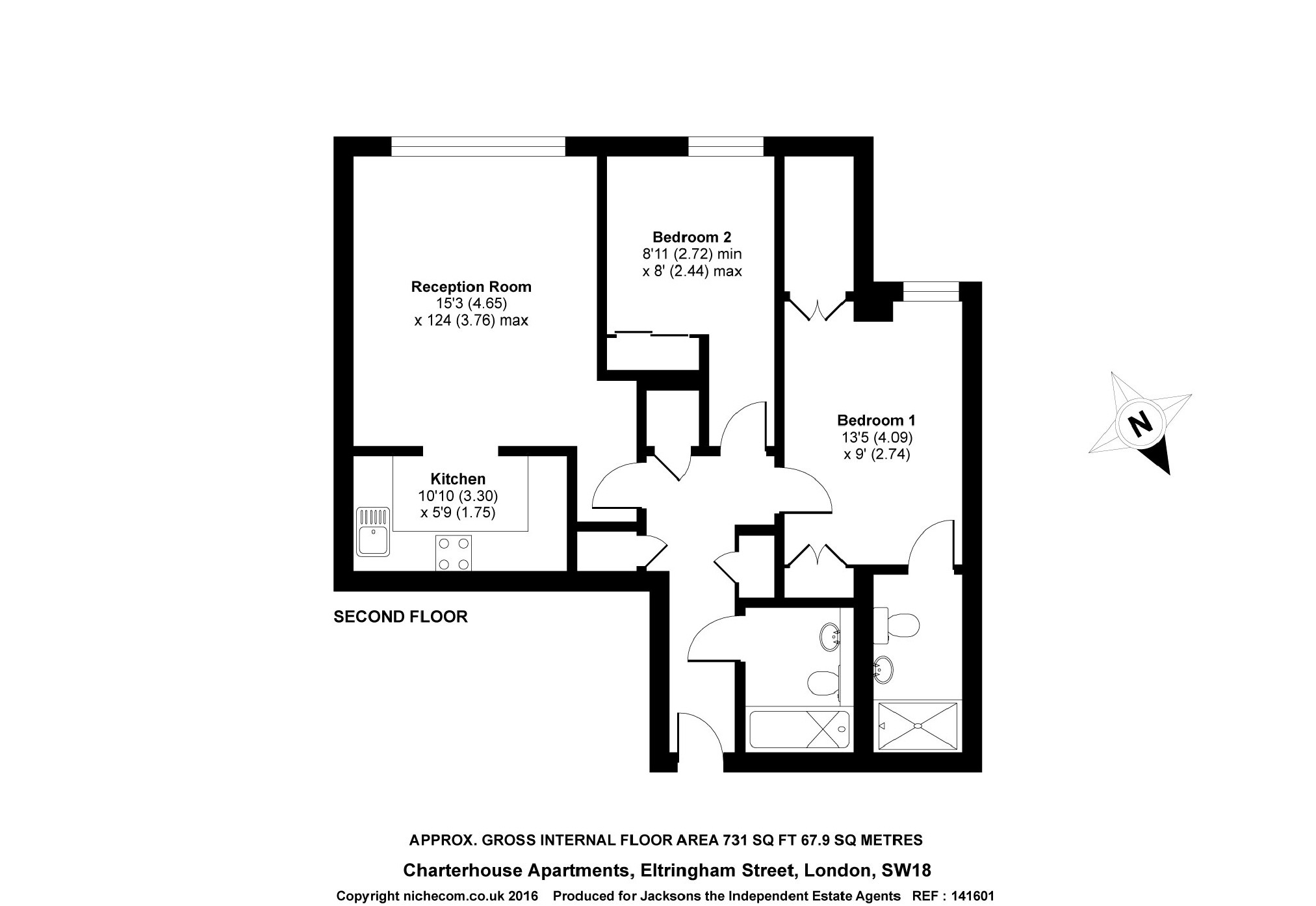 44 Charterhouse Apartments, 21, Eltringham Street, London floorplan