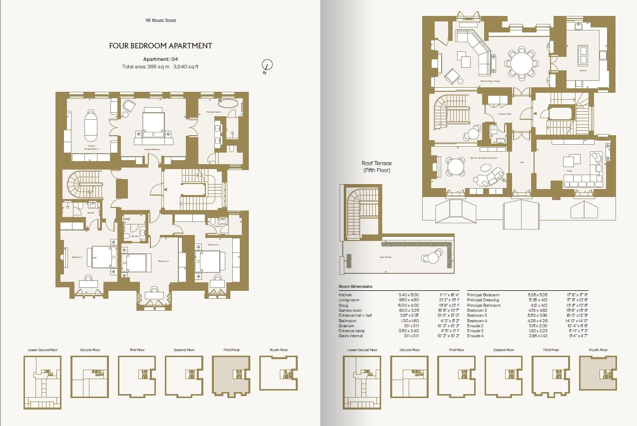 Third Floor And Fourth Floor Penthouse, 98, Mount Street, London floorplan