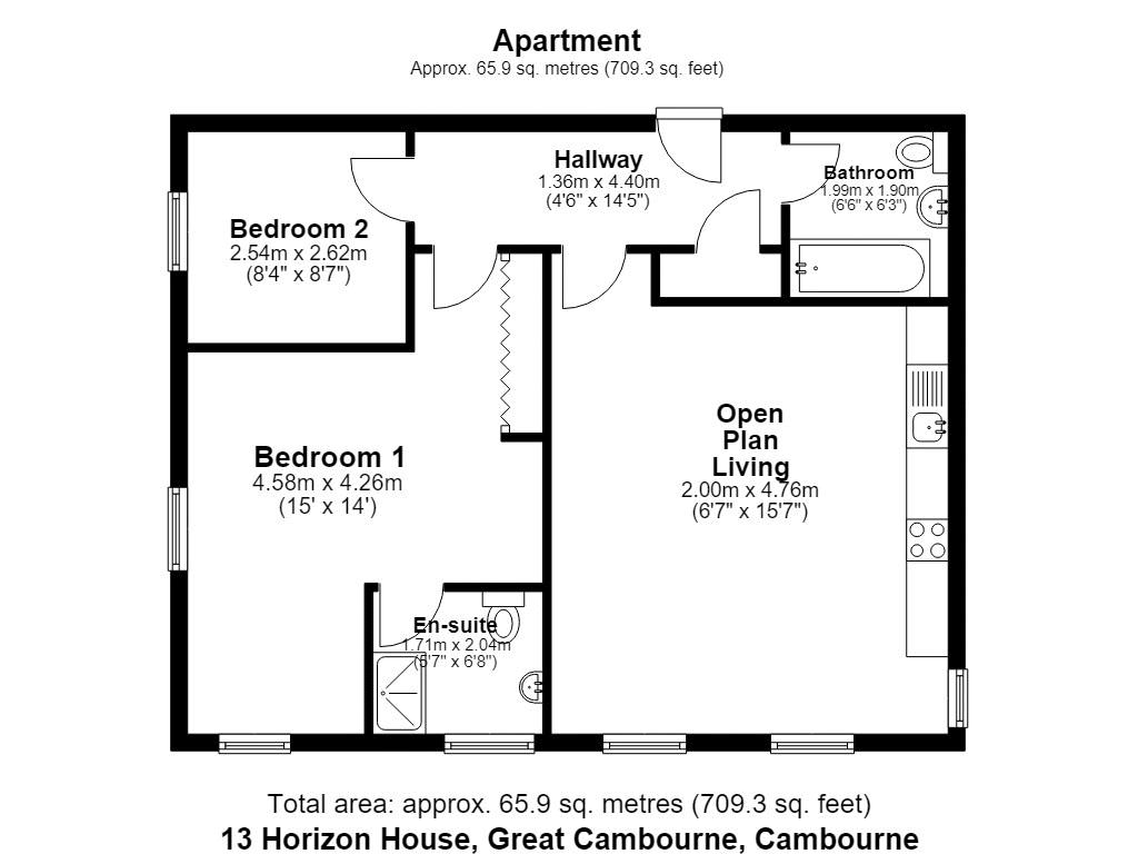 Flat 13 Horizon House, High Street, Cambridge floorplan