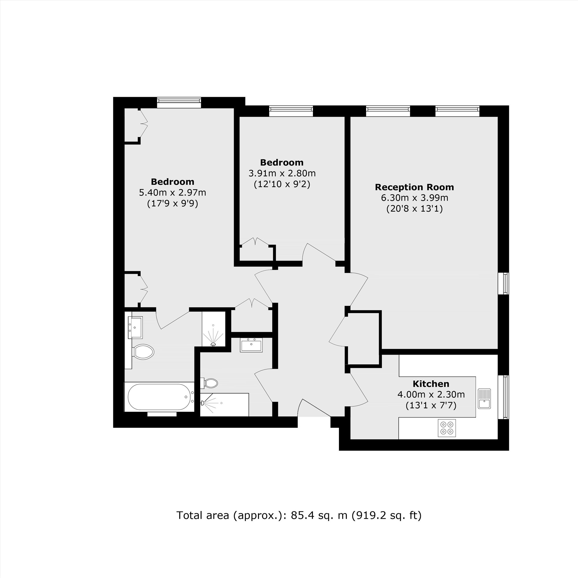 Flat 3, Grosvenor Gate, 1, Chadwick Place, Surbiton floorplan
