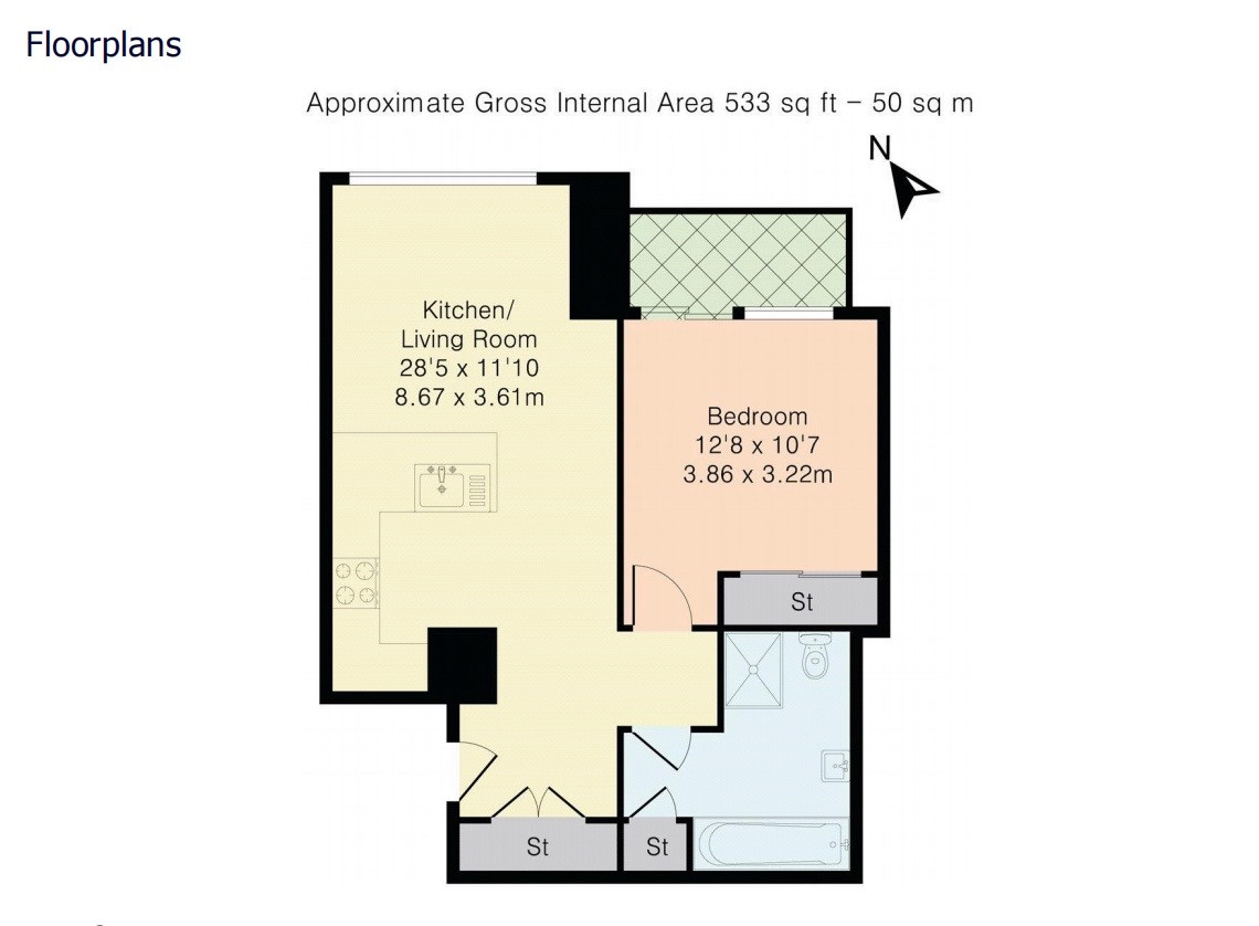 Flat 2104, 8 Casson Square, South Bank floorplan