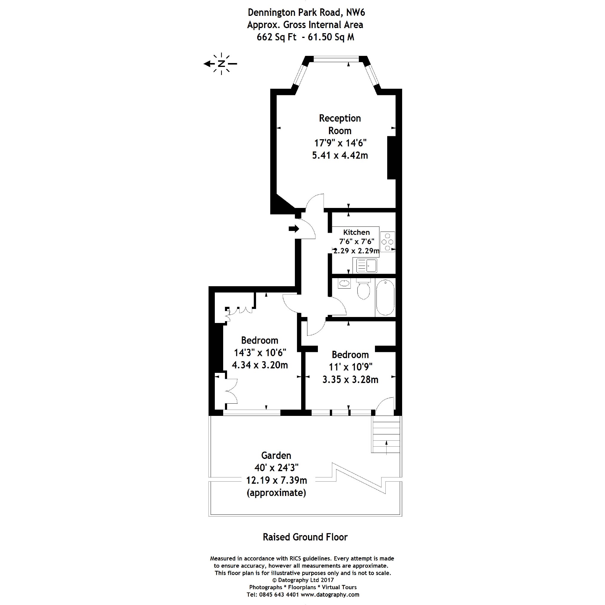2 Bedrooms Flat to rent in Dennington Park Road, West Hampstead, London NW6