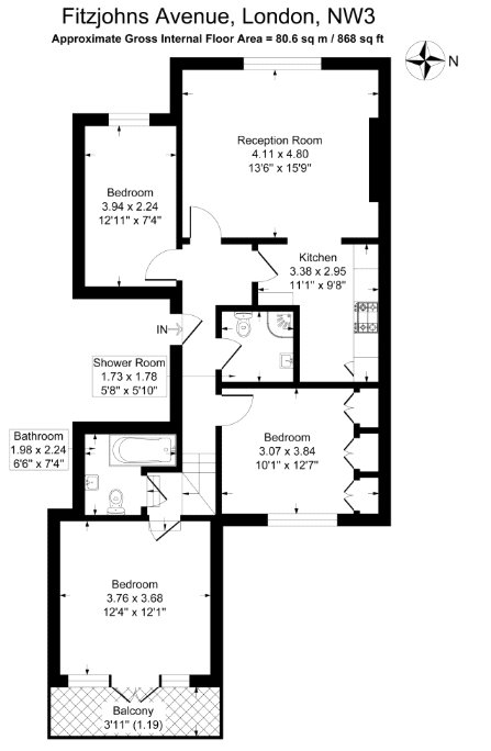 Flat 5, 62, Fitzjohns Avenue, London floorplan