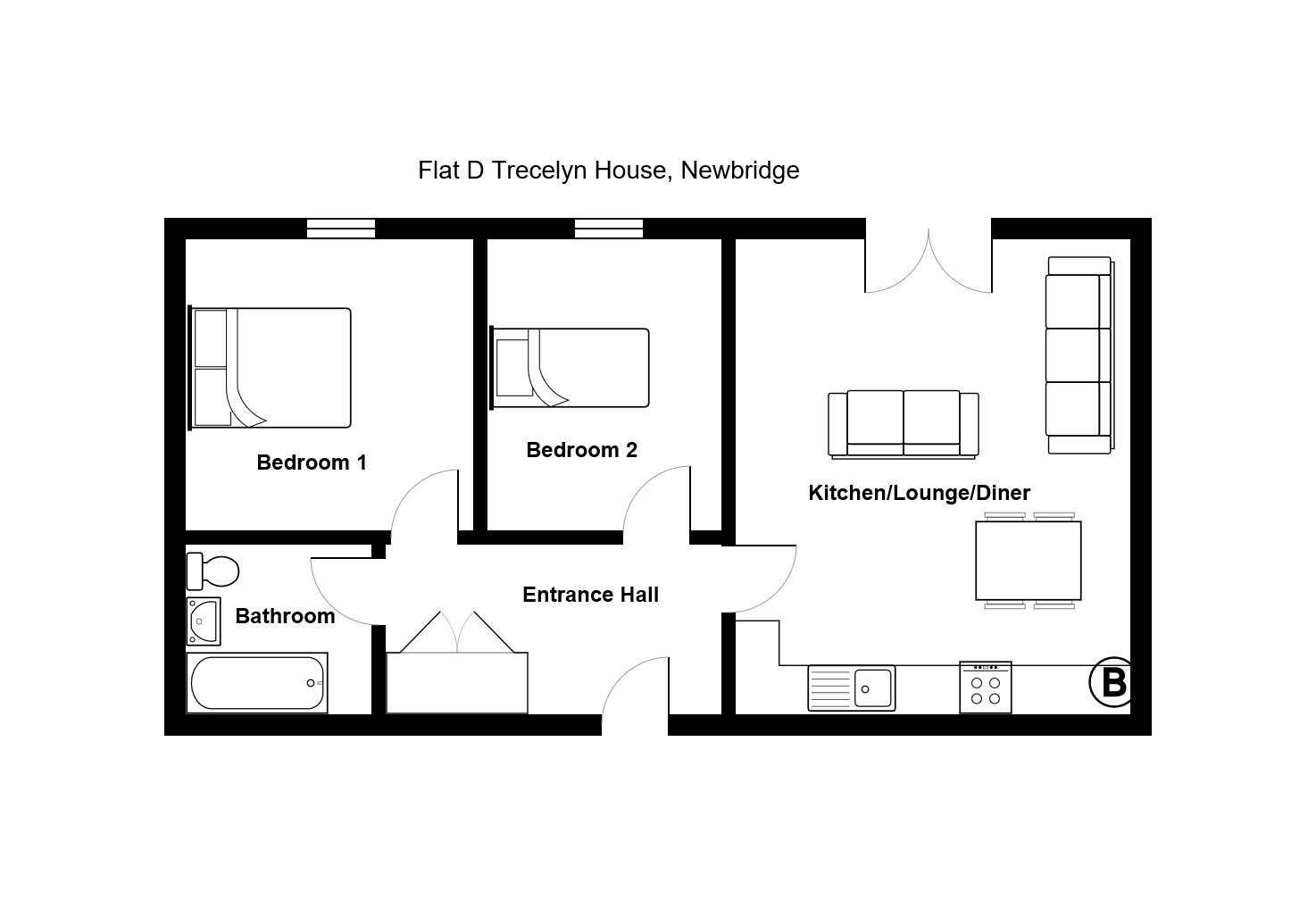 2 Bedrooms Flat to rent in Ashfield Road, Newbridge, Newport NP11