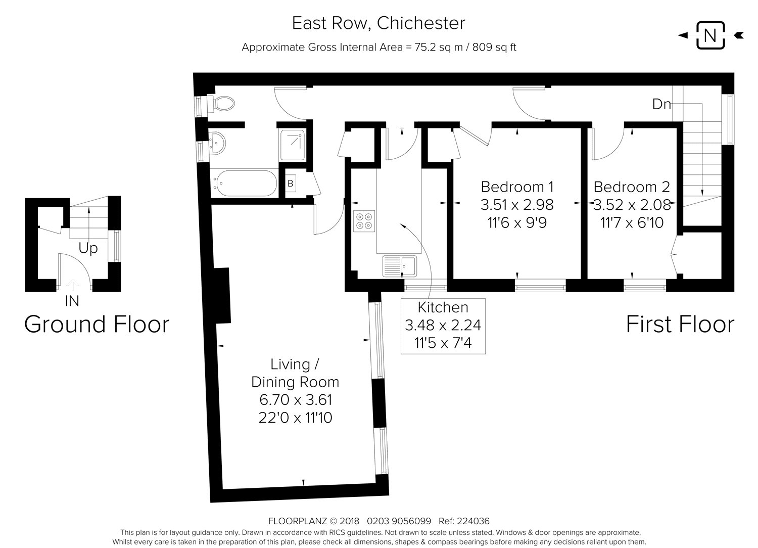 2 Bedrooms Maisonette for sale in East Row Mews, East Row, Chichester, West Sussex PO19