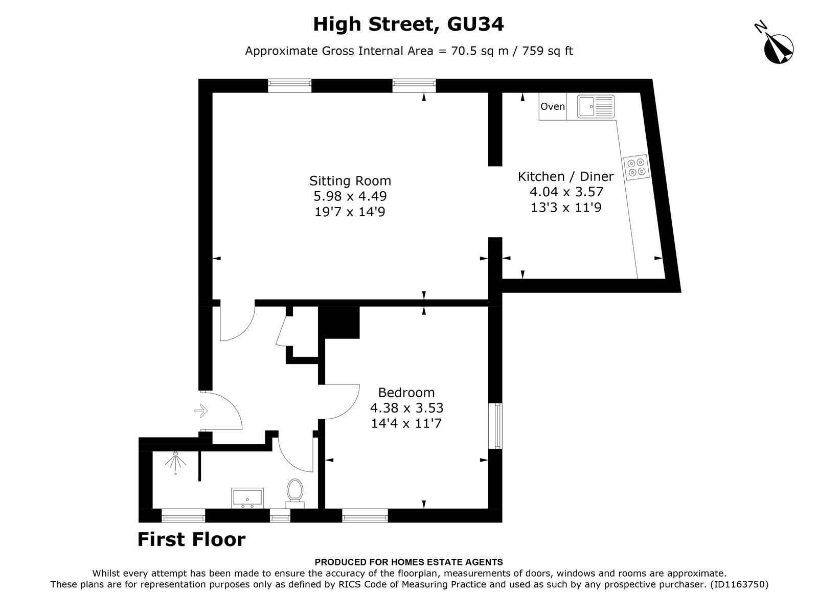 Flat 1, 70, High Street, Alton floorplan