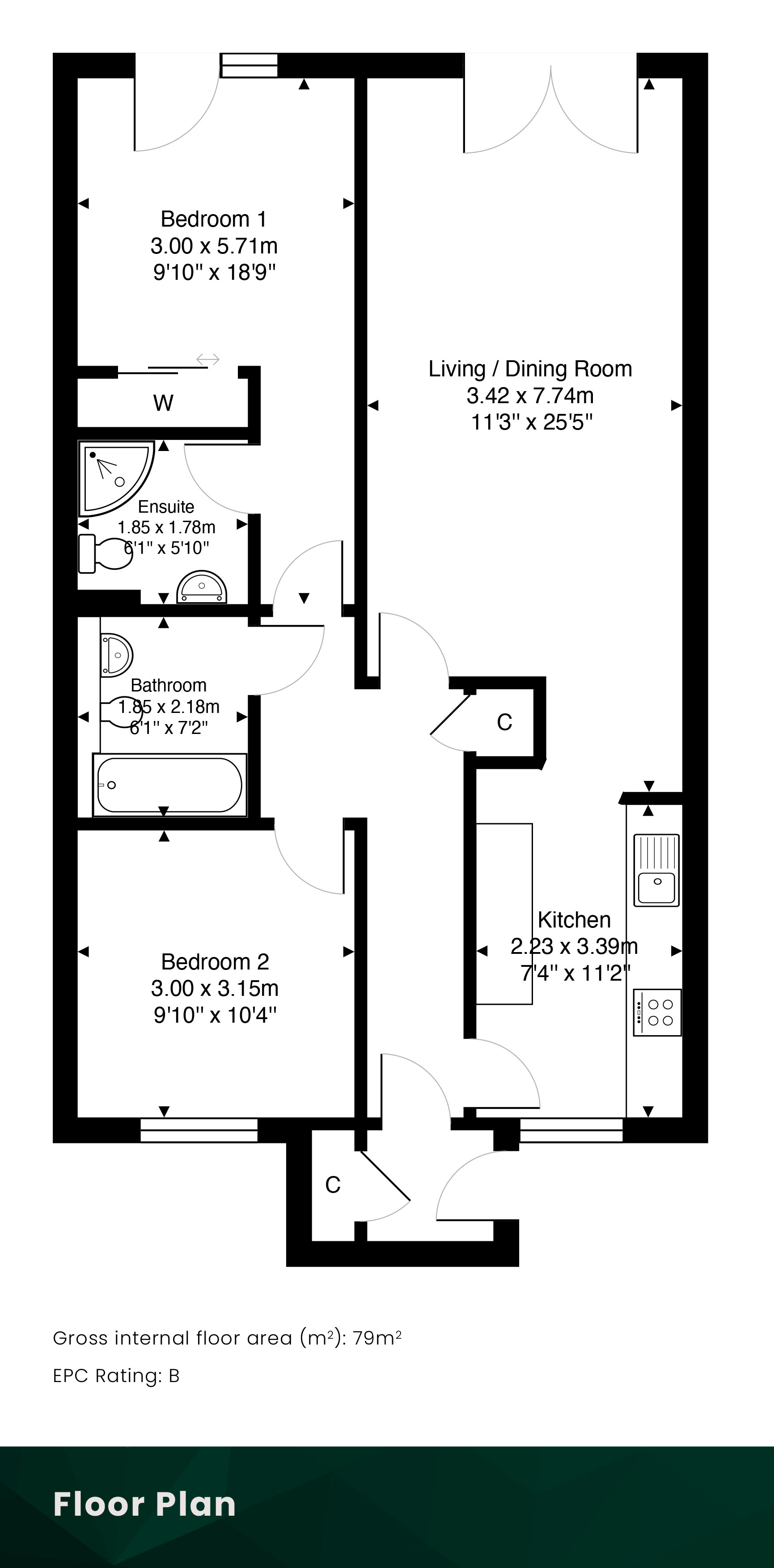 Flat 3, 3 Salamander Court, Leith, Edinburgh, EH6 7JE floorplan