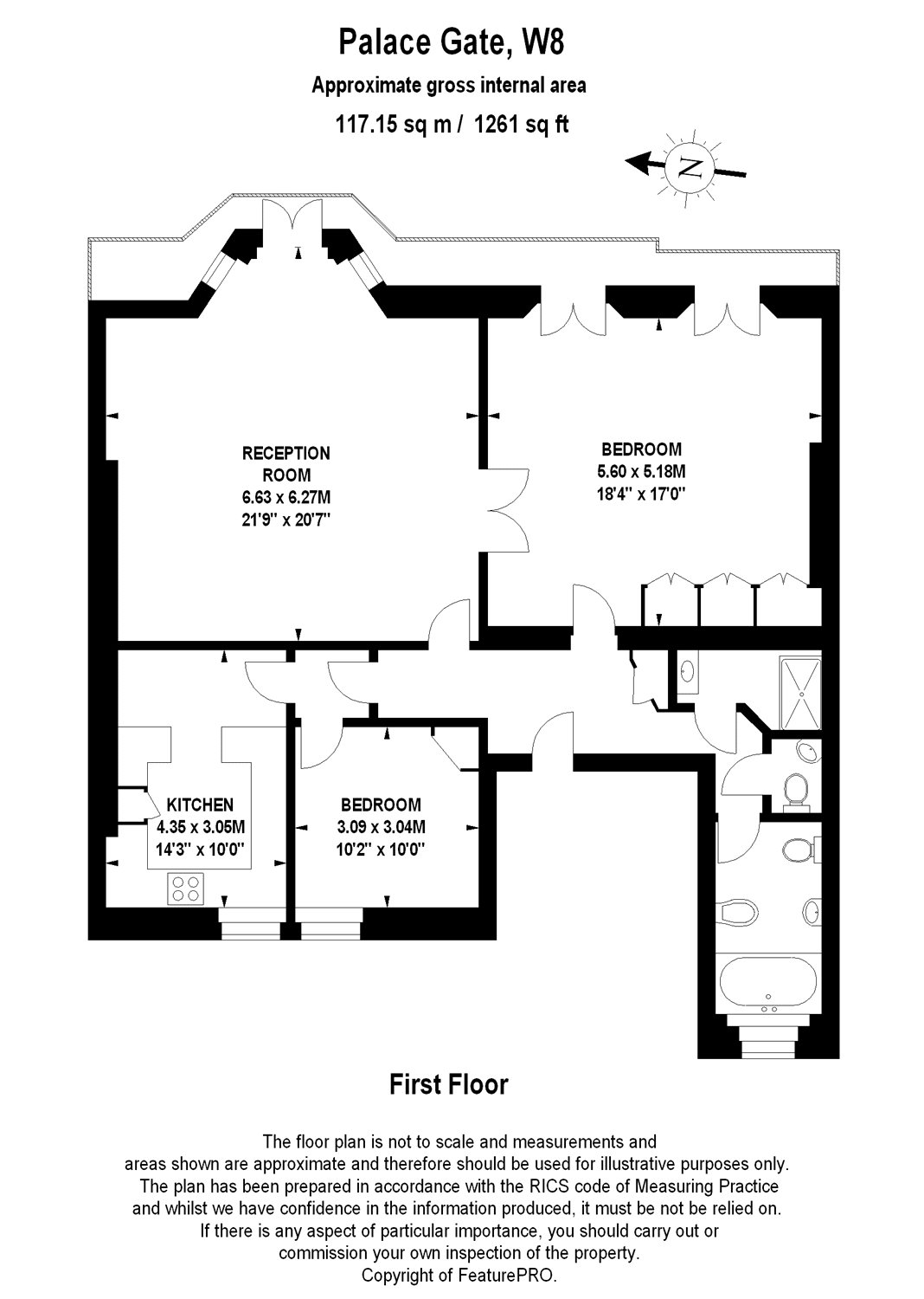 2 Bedrooms Flat to rent in Palace Gate, London W8