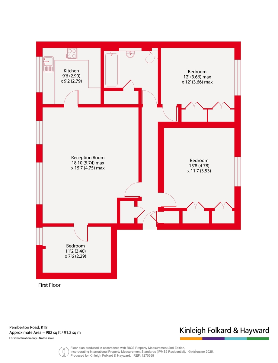 Flat 1 Kinsheron Place, 2, Pemberton Road, East Molesey floorplan