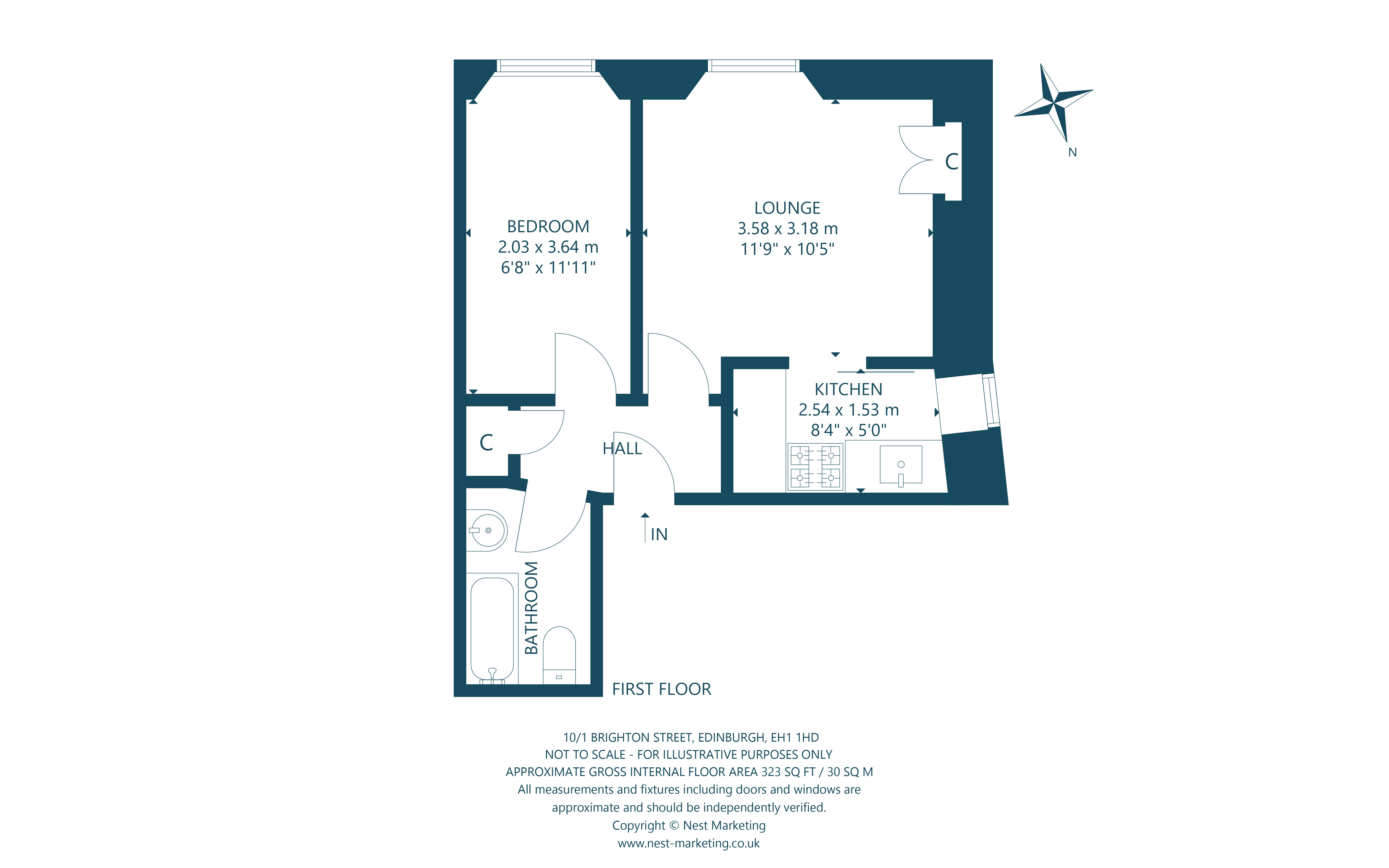 10/1 Brighton Street, Old Town, Edinburgh EH1, 1 bedroom flat for sale