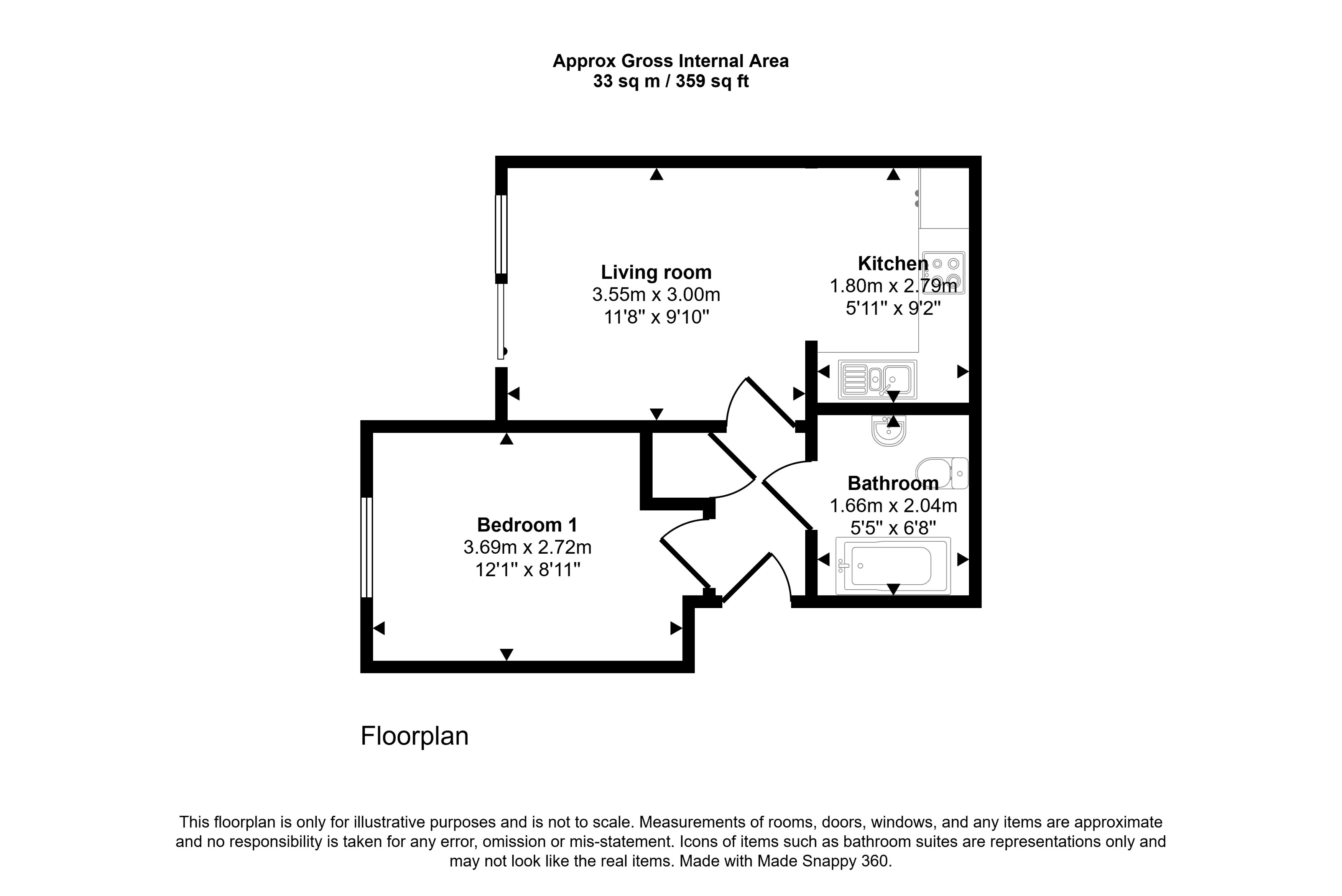 Flat 176, First Floor, Heol Gruffydd, Pontypridd floorplan