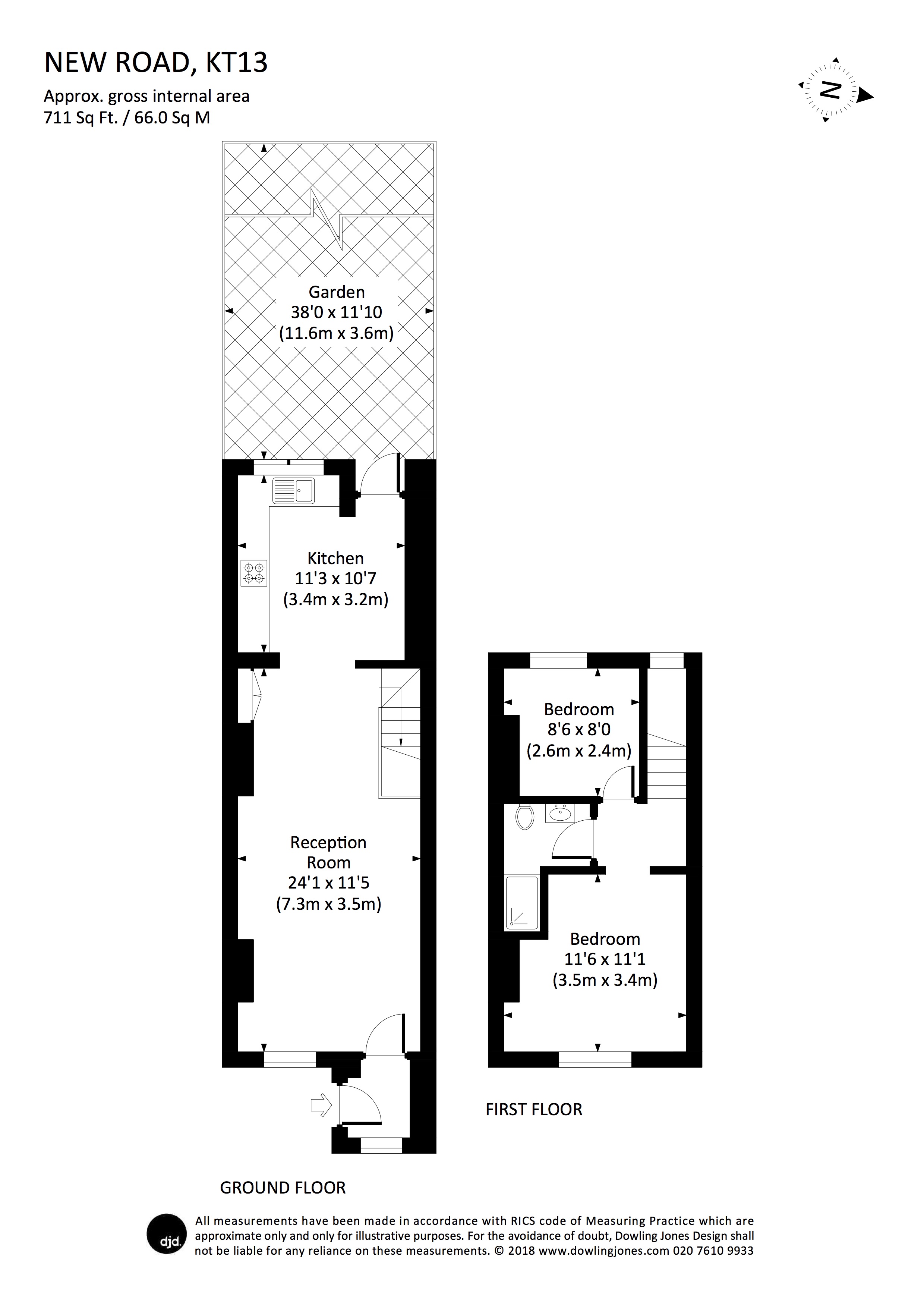 2 Bedrooms Terraced house to rent in New Road, Weybridge KT13