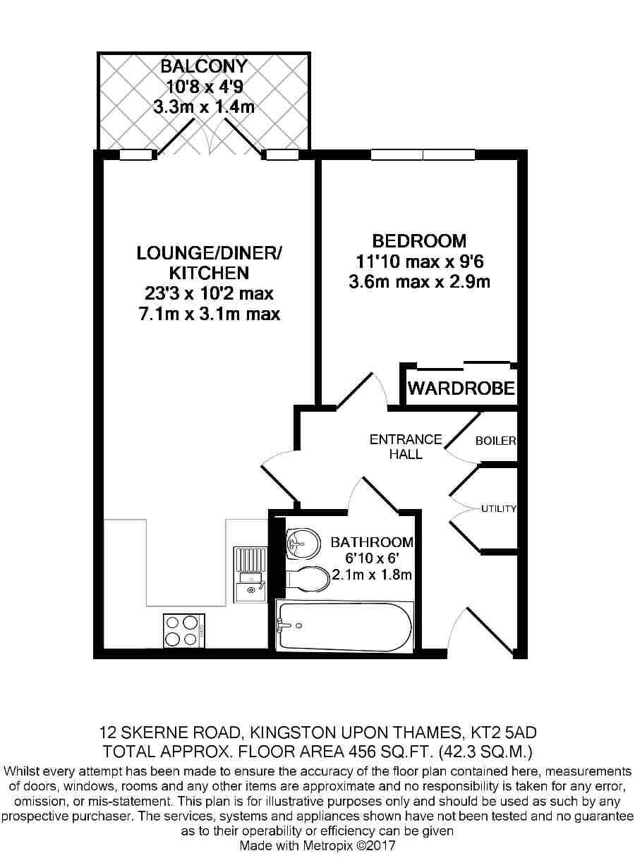 Flat 52, 12, Skerne Road, Kingston Upon Thames floorplan