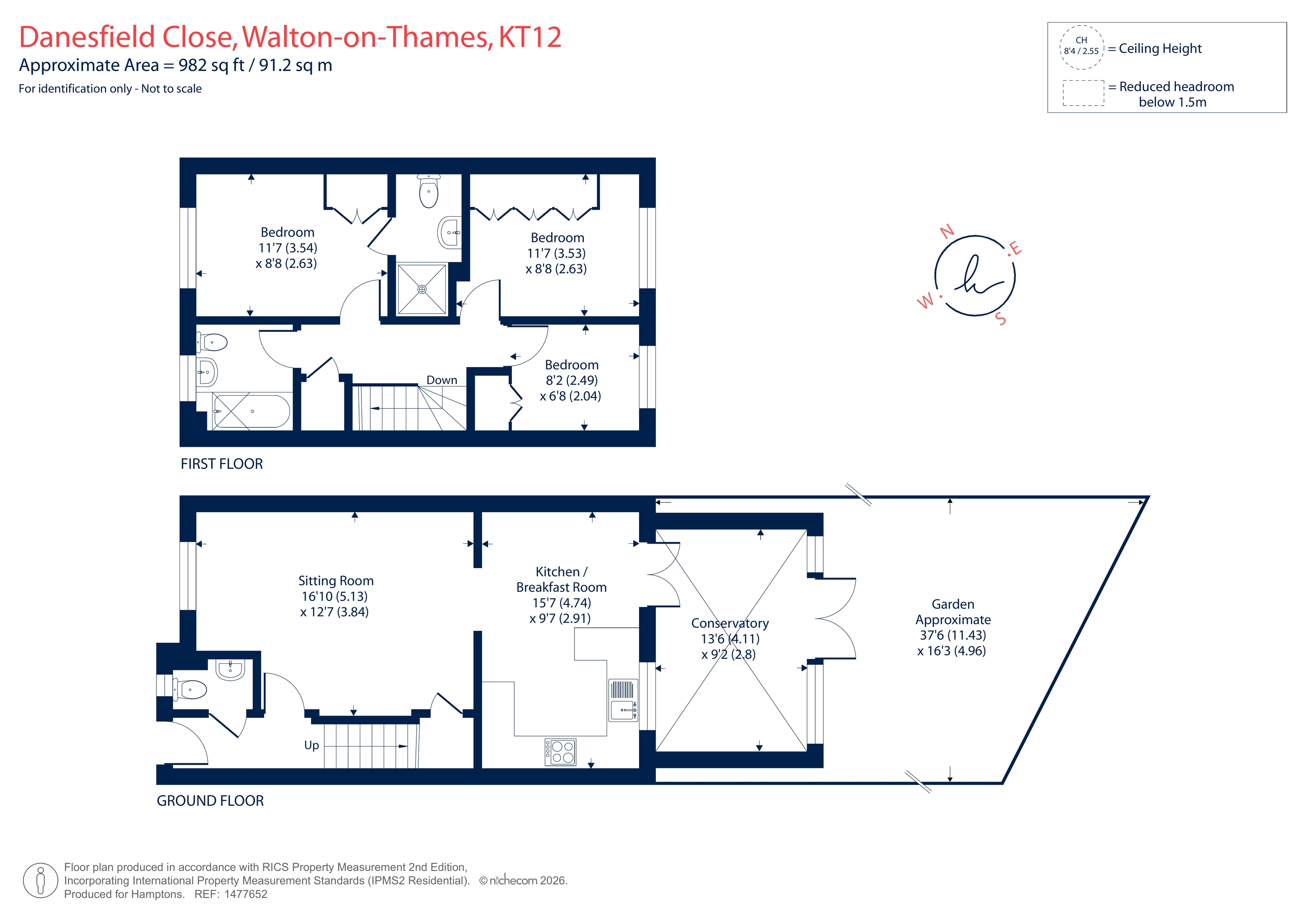 34, Danesfield Close, Walton-On-Thames floorplan