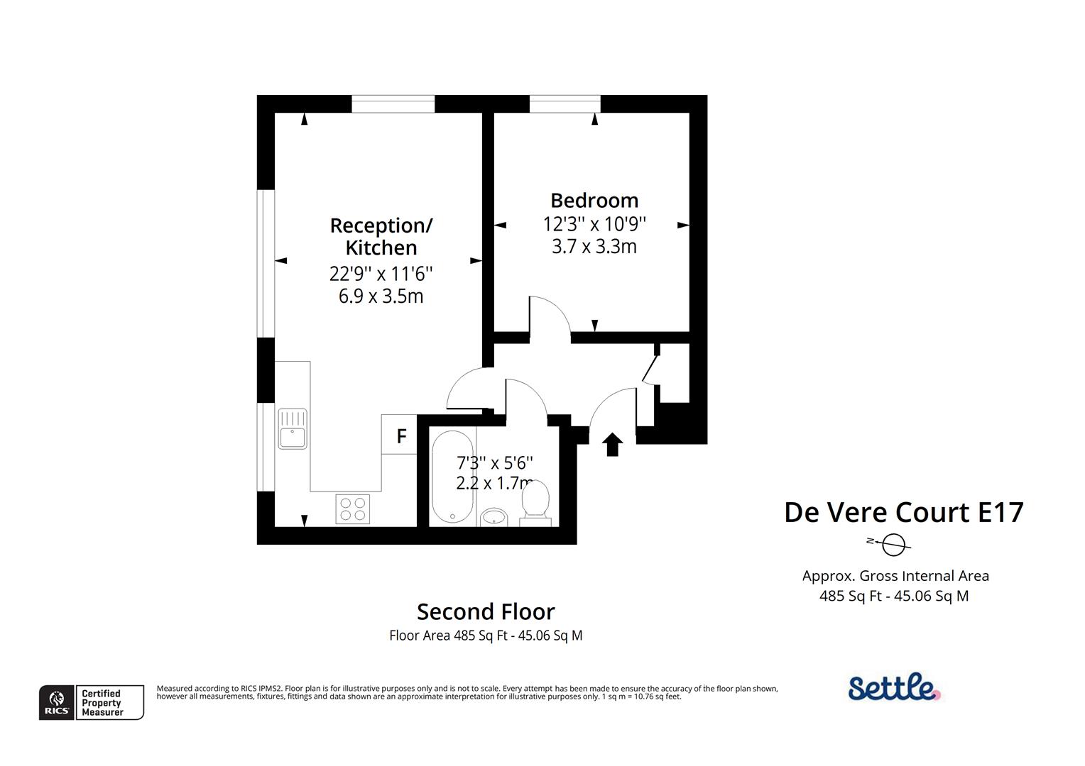 Flat 8, De Vere Court, 91 Hoe Street, London floorplan