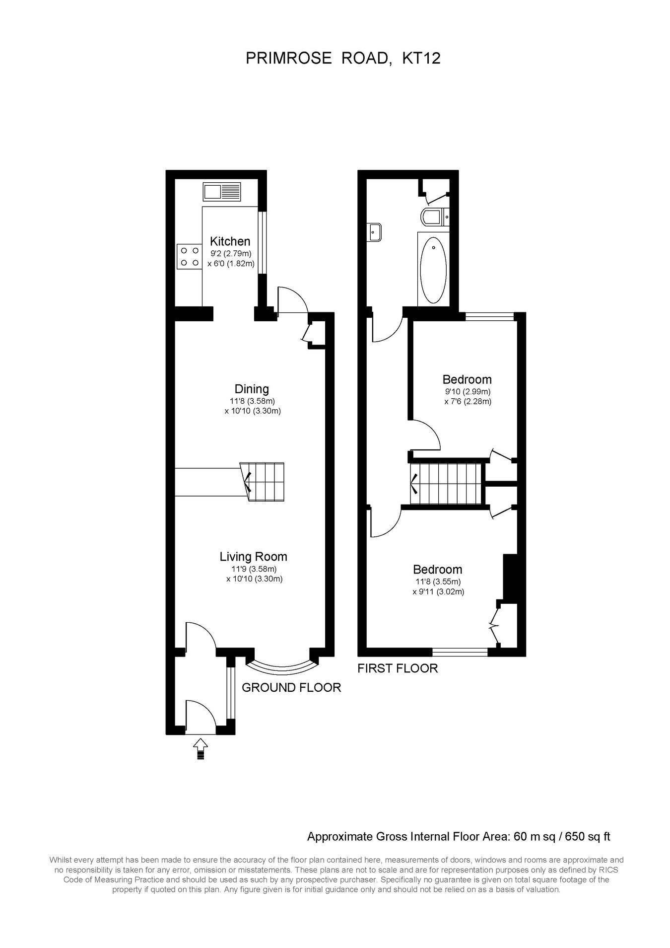 9, Primrose Road, Hersham Village floorplan