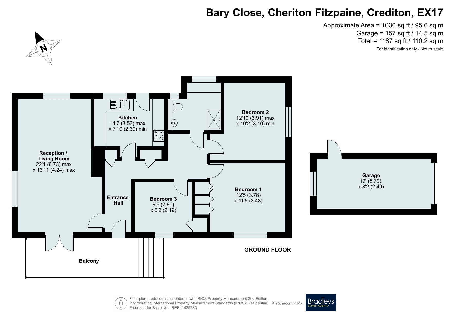 1 Bary Close, Cheriton Fitzpaine Crediton Devon, Crediton floorplan