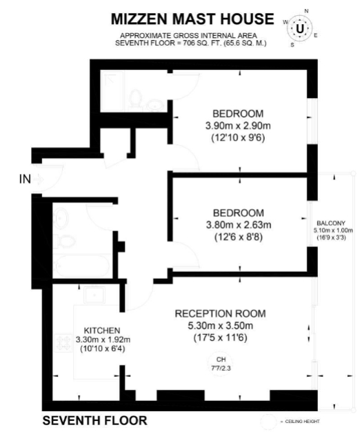 Flat 701, Mizzen Mast House, Mast Quay, Woolwich floorplan