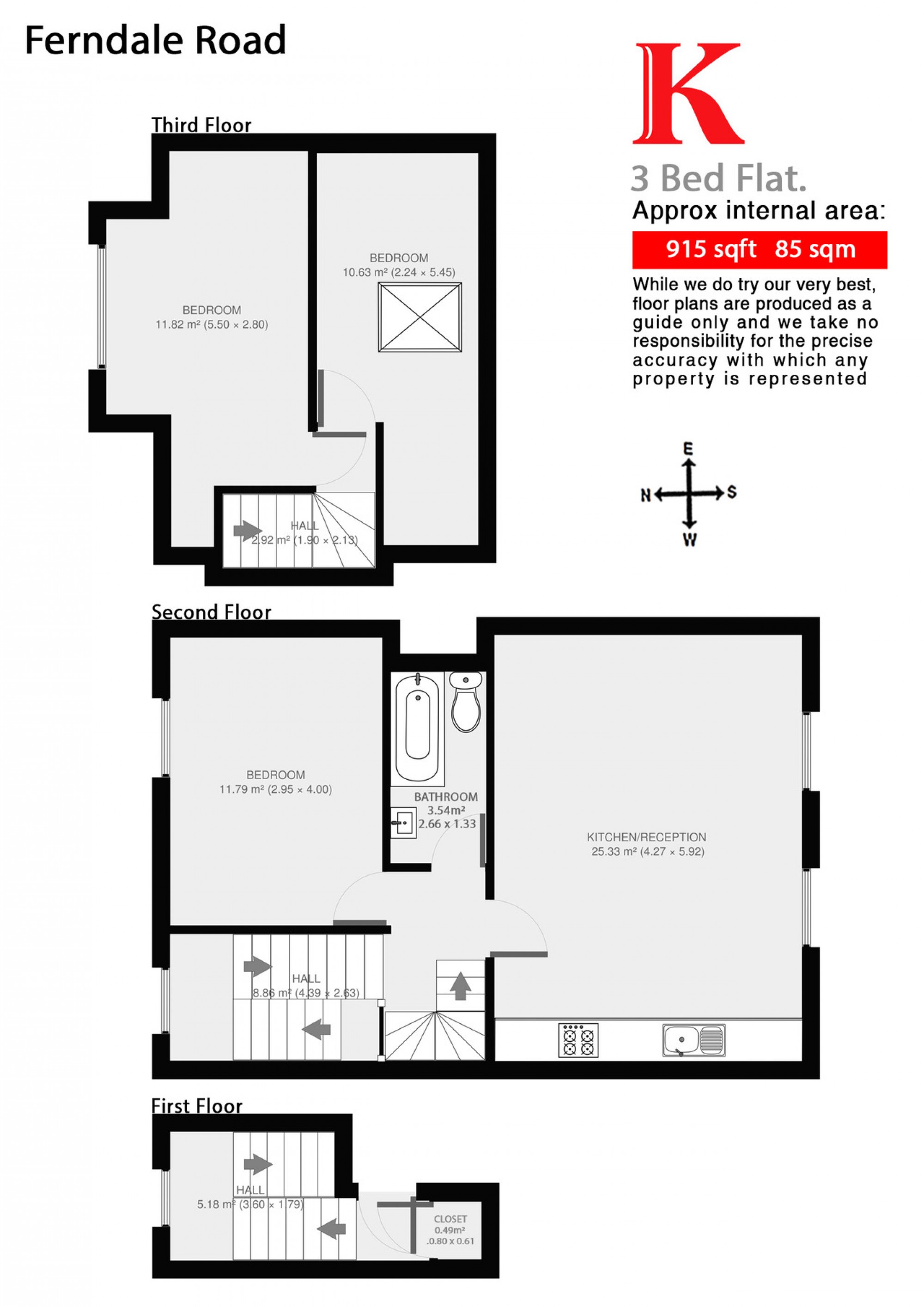 3 Bedrooms Flat to rent in Ferndale Road, Clapham, London SW4