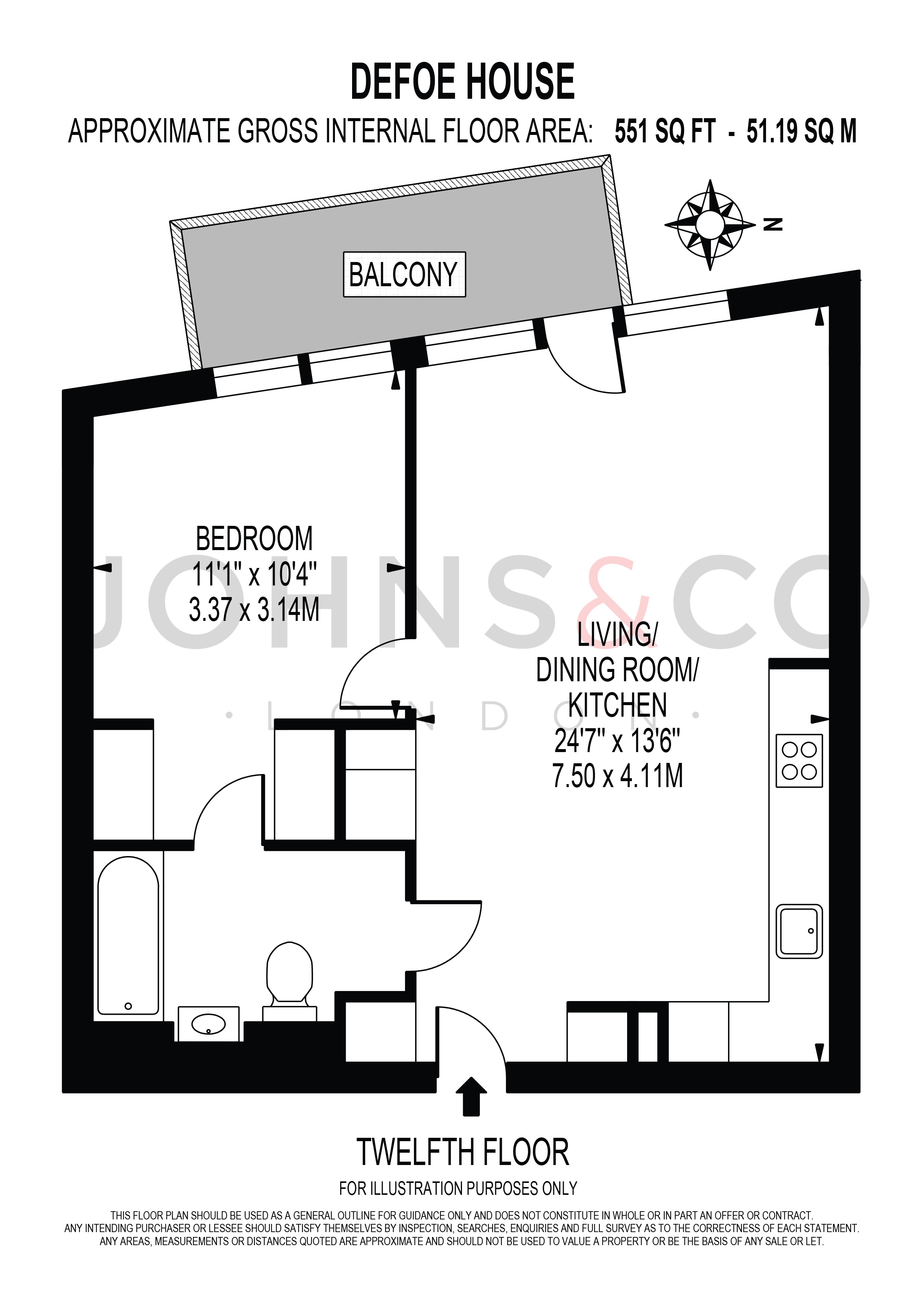 Flat 1205 Defoe House 123, City Island Way, London floorplan