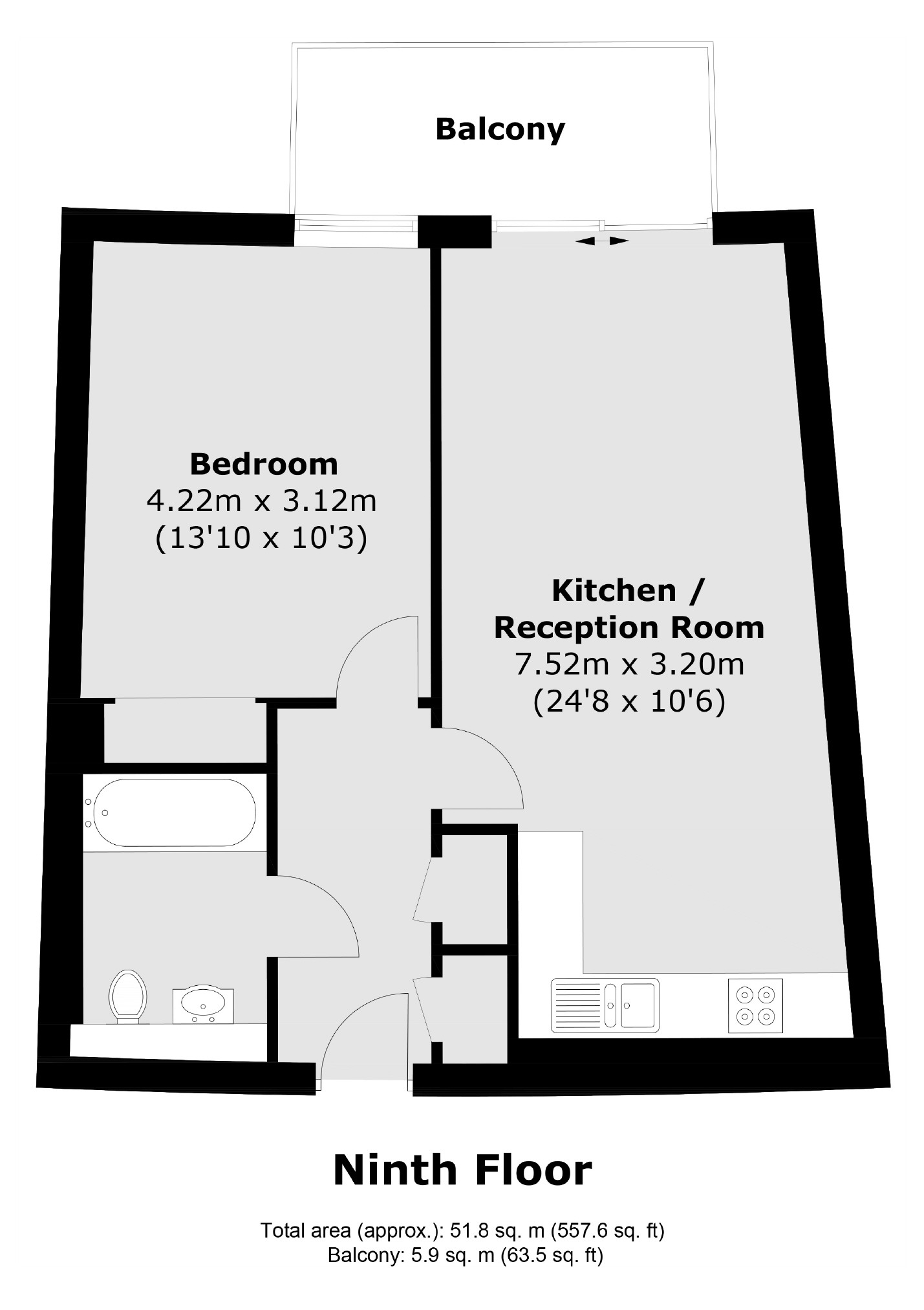 Flat 62, Horizon, 21, Plough Road, Battersea floorplan