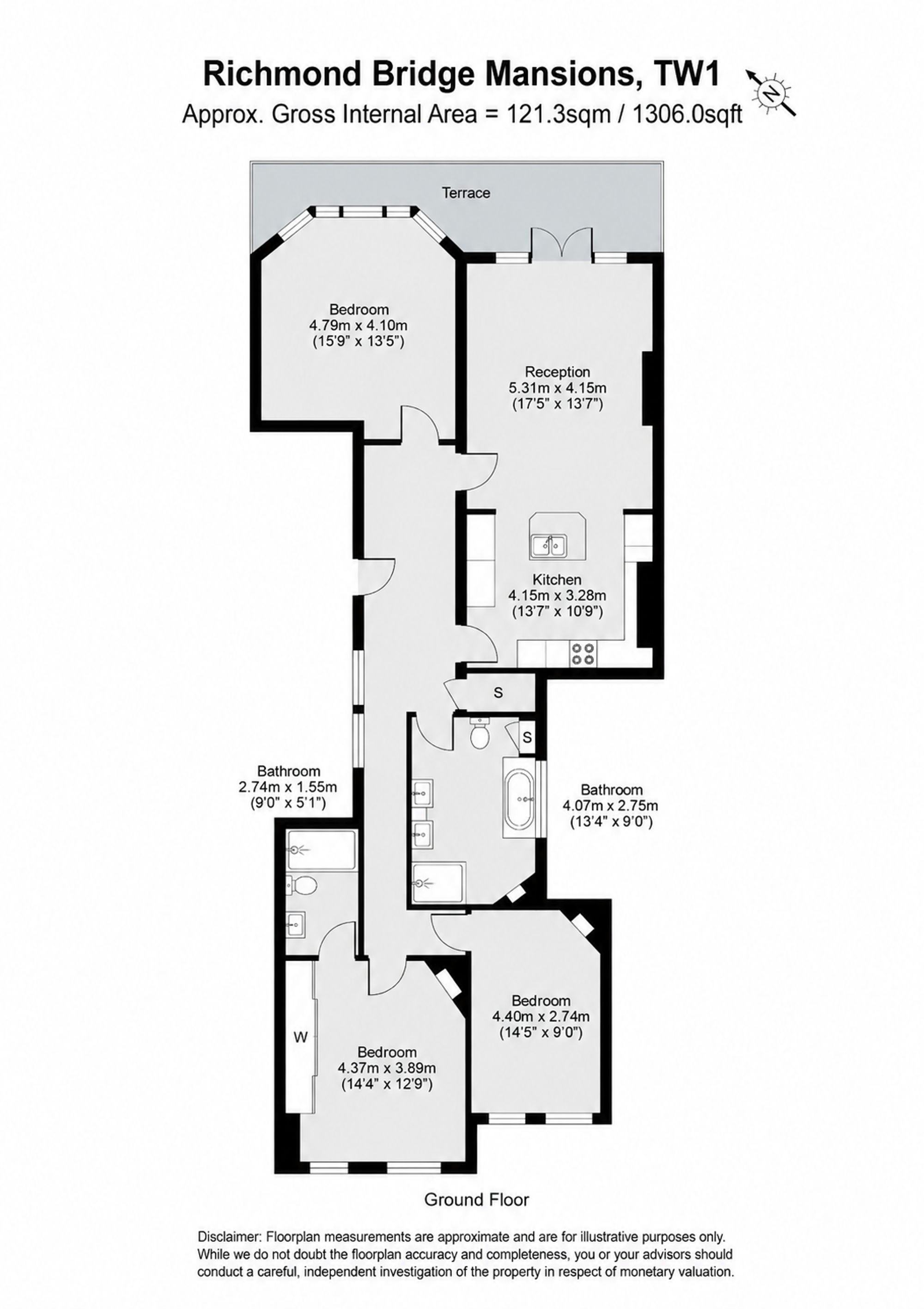 17 Richmond Bridge Mansions Willoughby Road, Twickenham floorplan