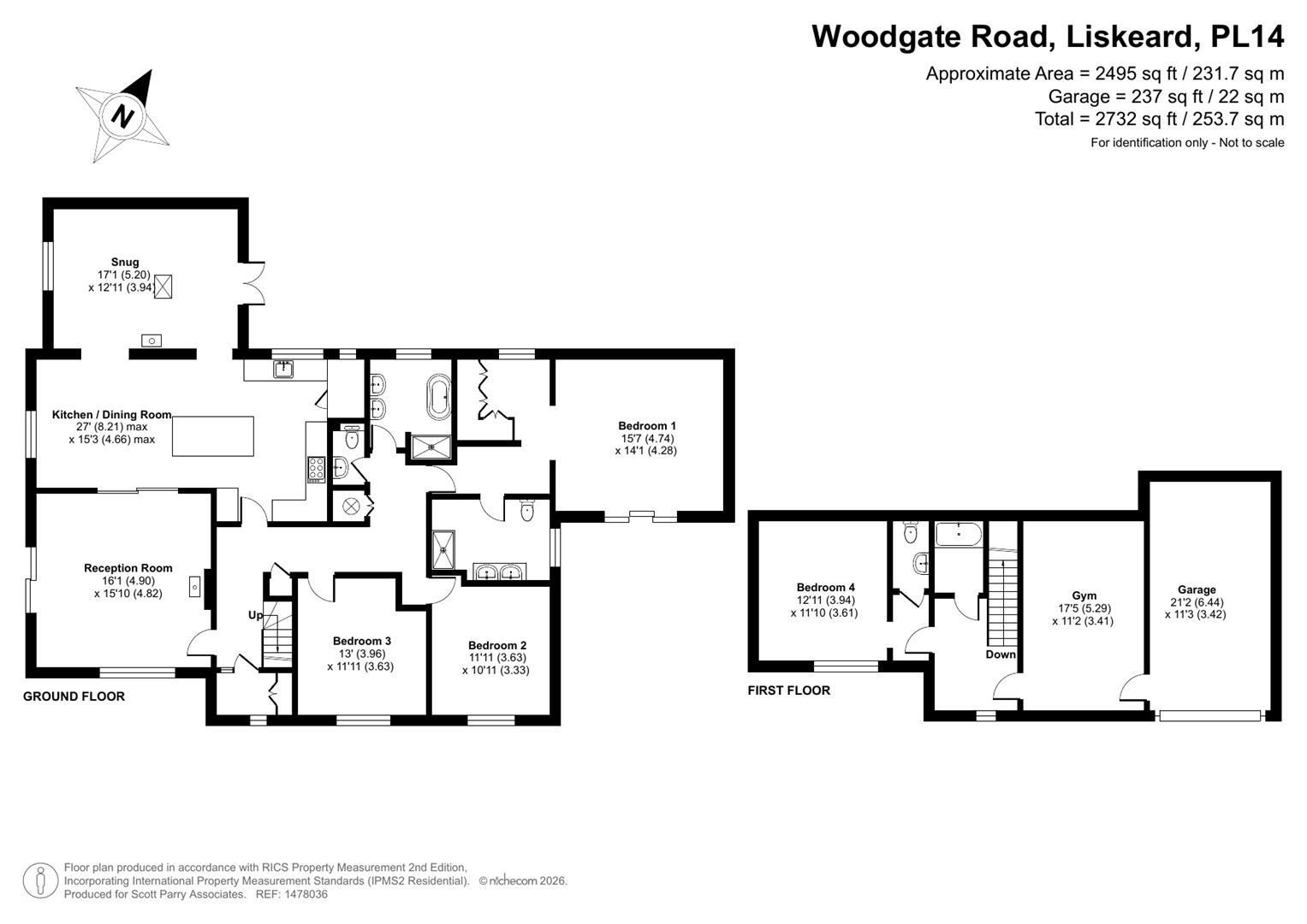 Roseland, 19, Woodgate Road, Liskeard floorplan
