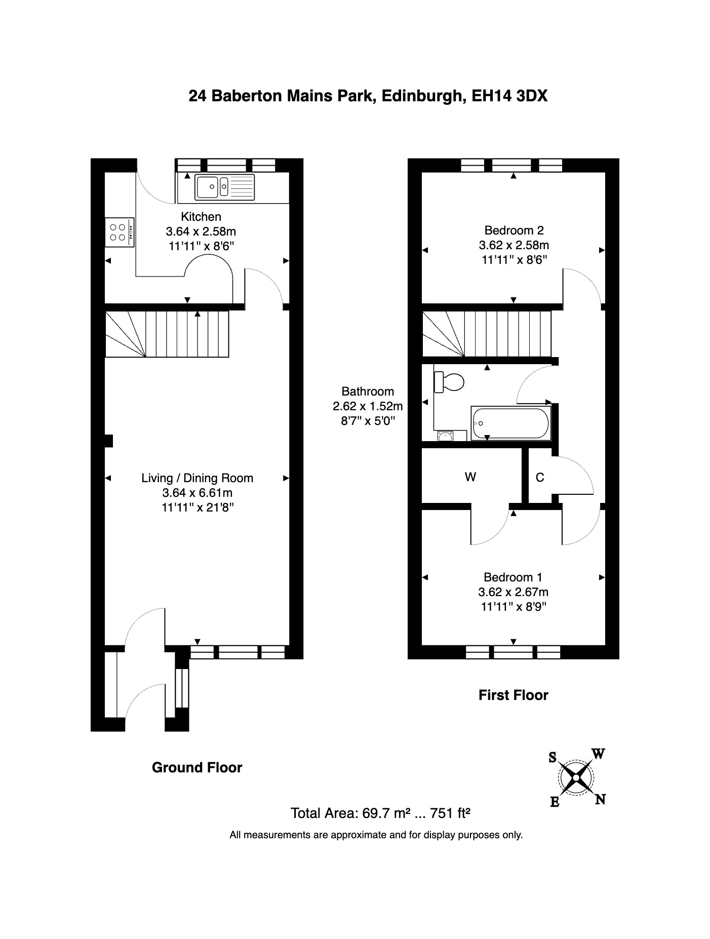 24 Baberton Mains Park, Edinburgh EH14, 2 bedroom terraced house for