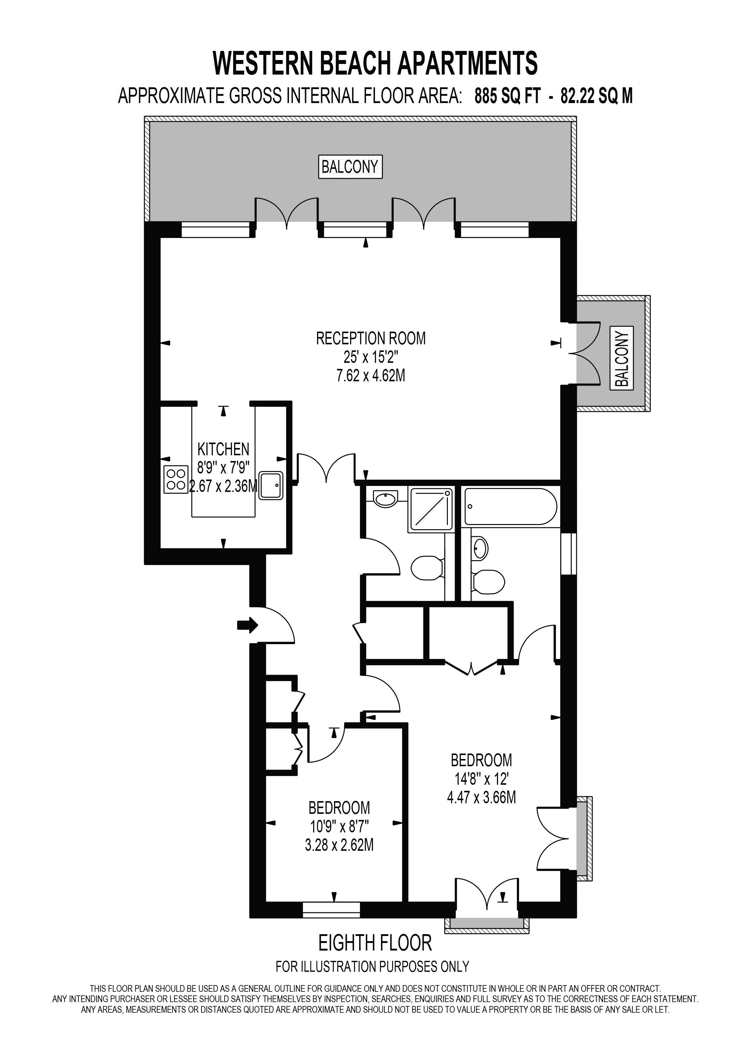 Flat 23 Western Beach Apartments 36, Hanover Avenue, London floorplan