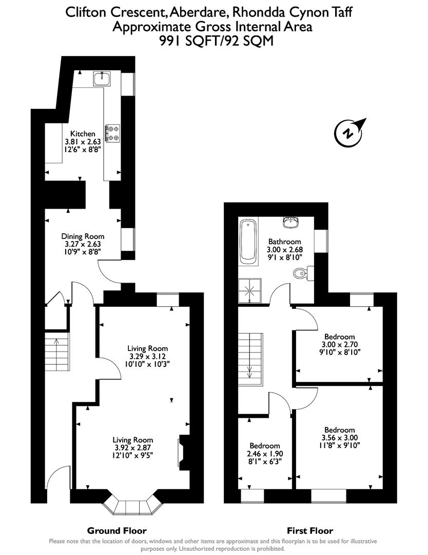 Clifton Crescent, Aberaman, Aberdare CF44, 3 bedroom terraced house for