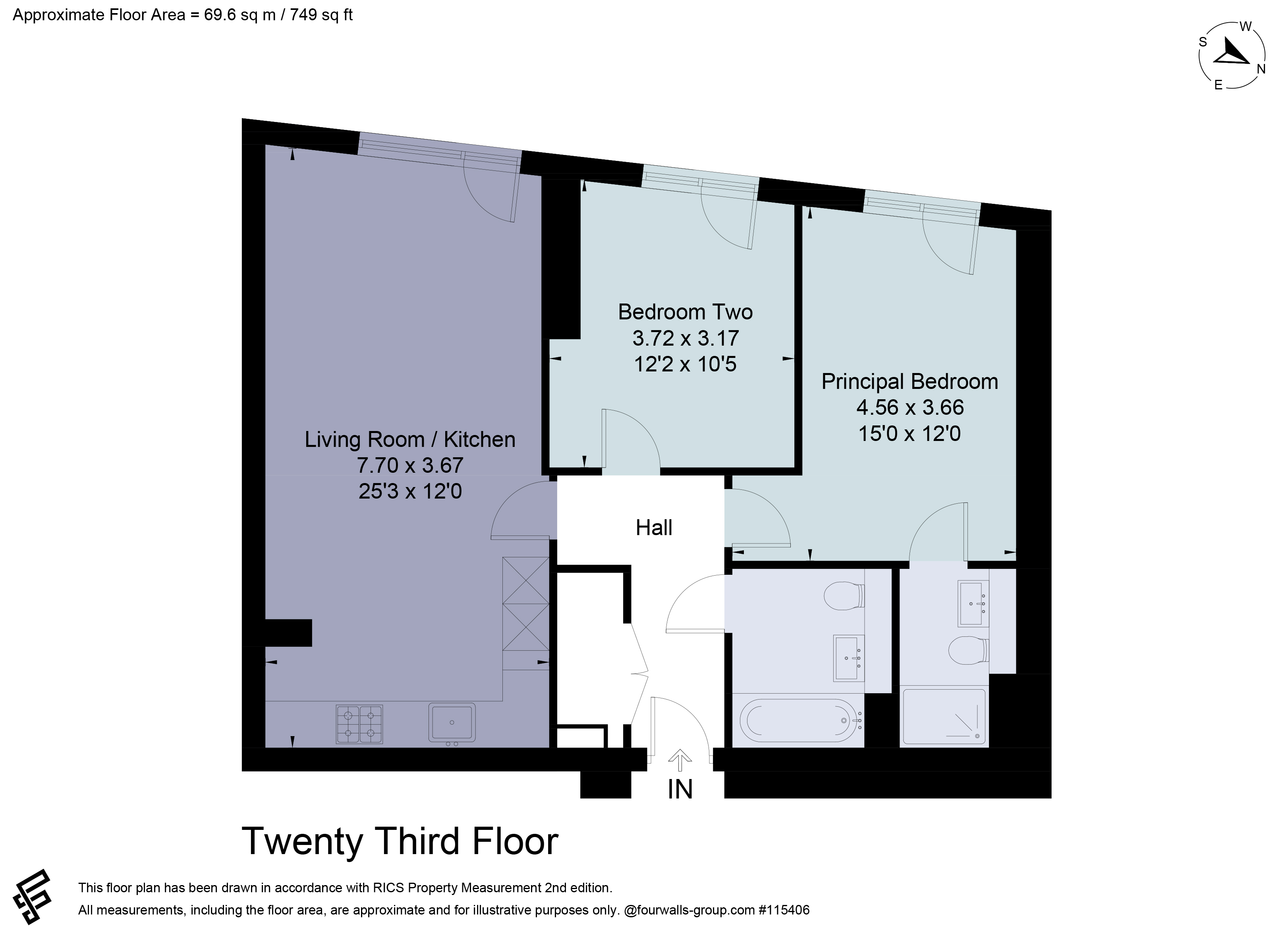 Flat A2302, 9, Owen Street, Greater Manchester floorplan