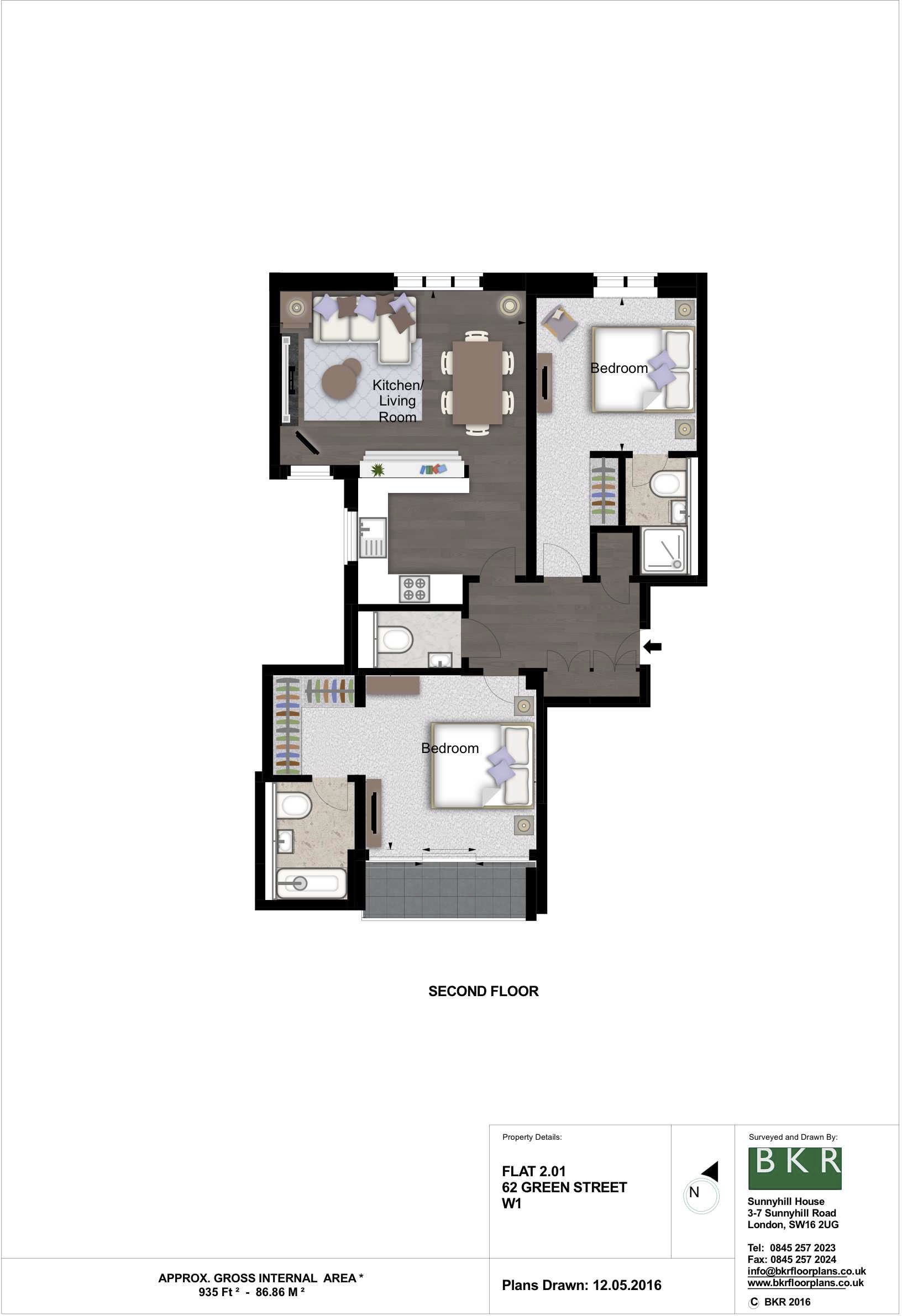 Flat 2.01, 62, Green Street, London floorplan