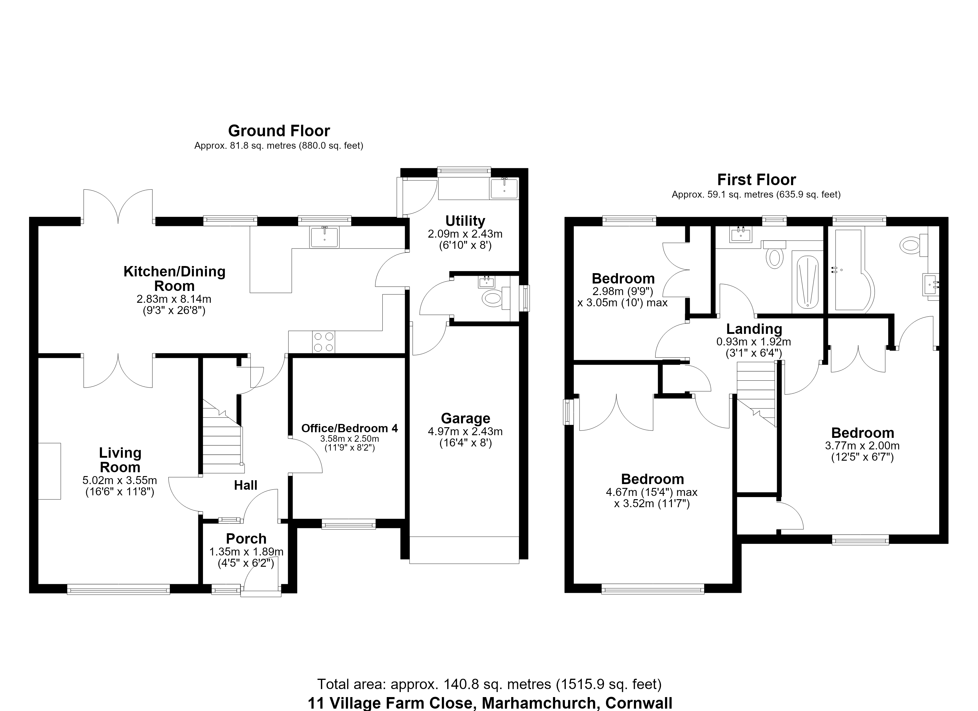 11, Village Farm Close, Bude floorplan