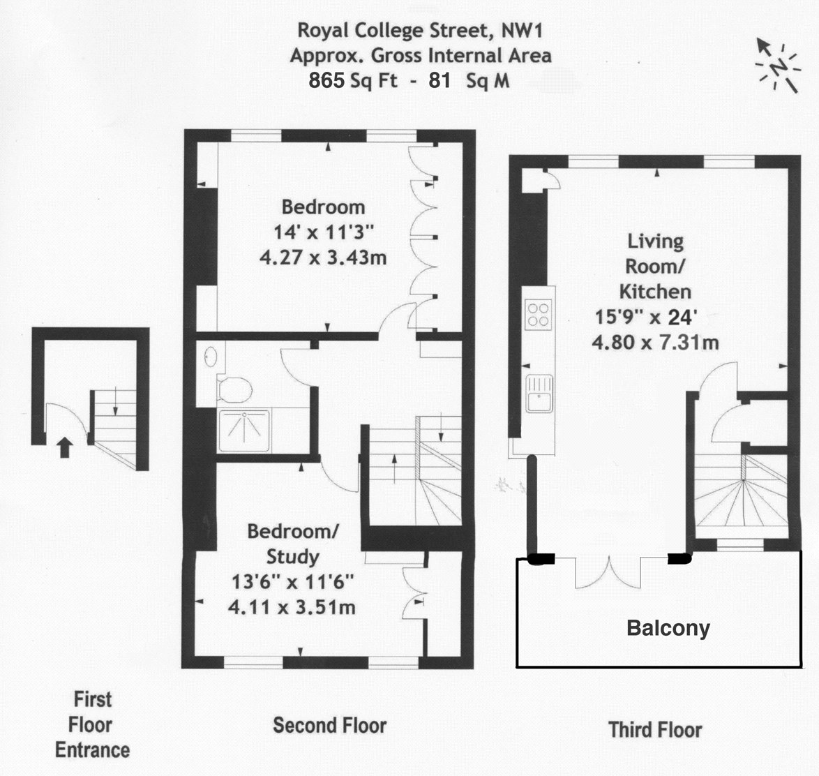 2 Bedrooms Flat to rent in Royal College Street, Camden, London NW1