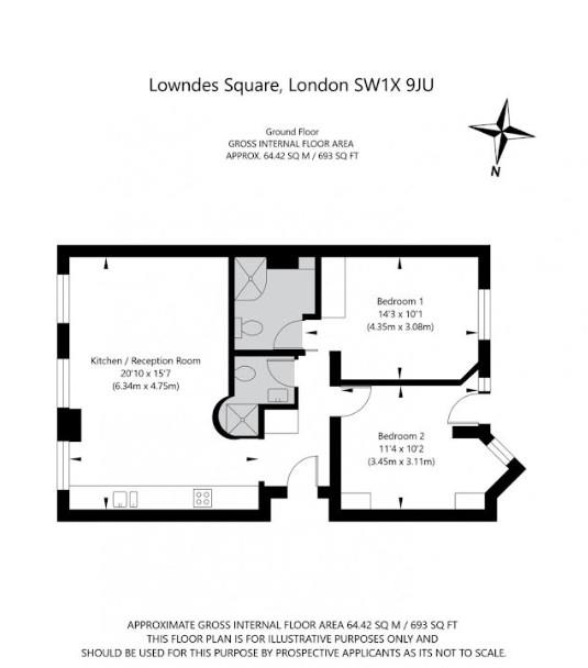 Flat 1, 47, Lowndes Square, London floorplan