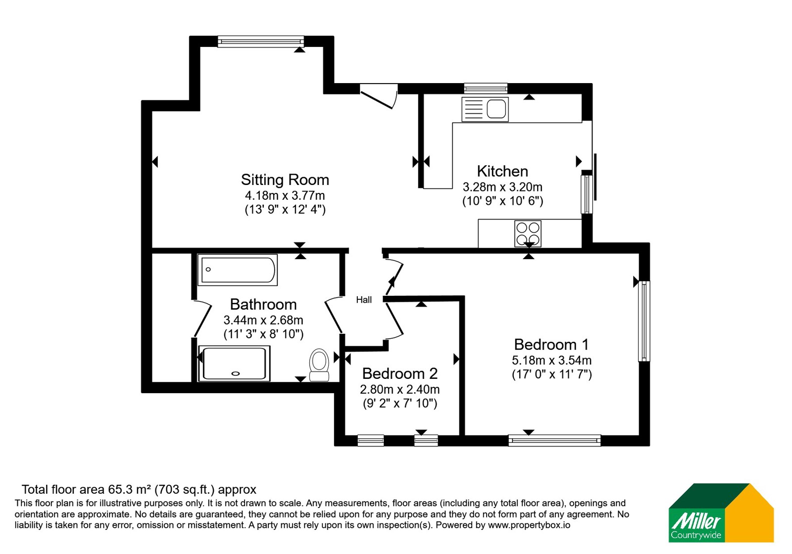 Flat D, West Point,, Higher Trencreek, Cornwall floorplan