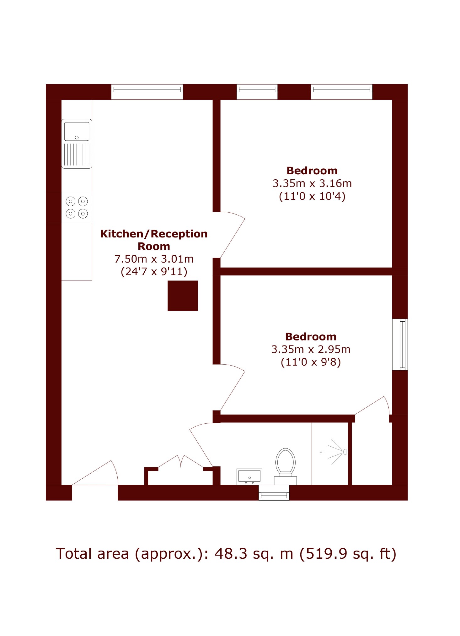 Apartment 4, Flower Court, London floorplan