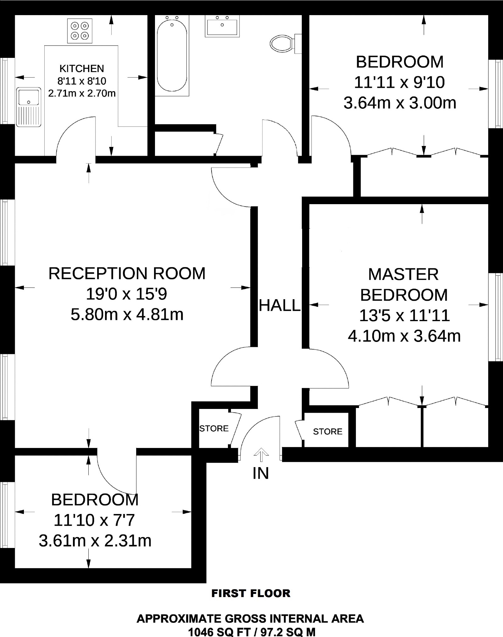 Flat 1, 2, Pemberton Road, East Molesey floorplan