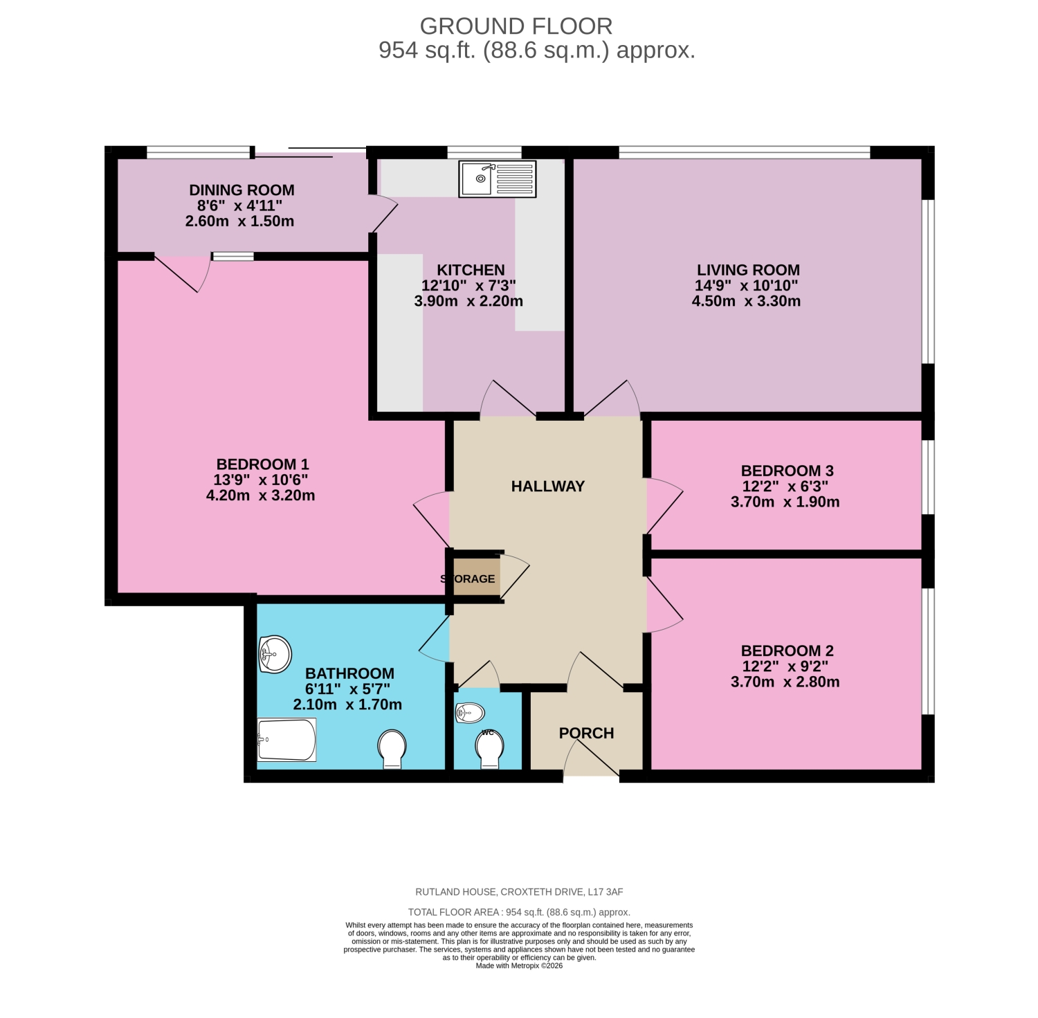 Flat 28, Rutland House, Croxteth Drive, Liverpool floorplan