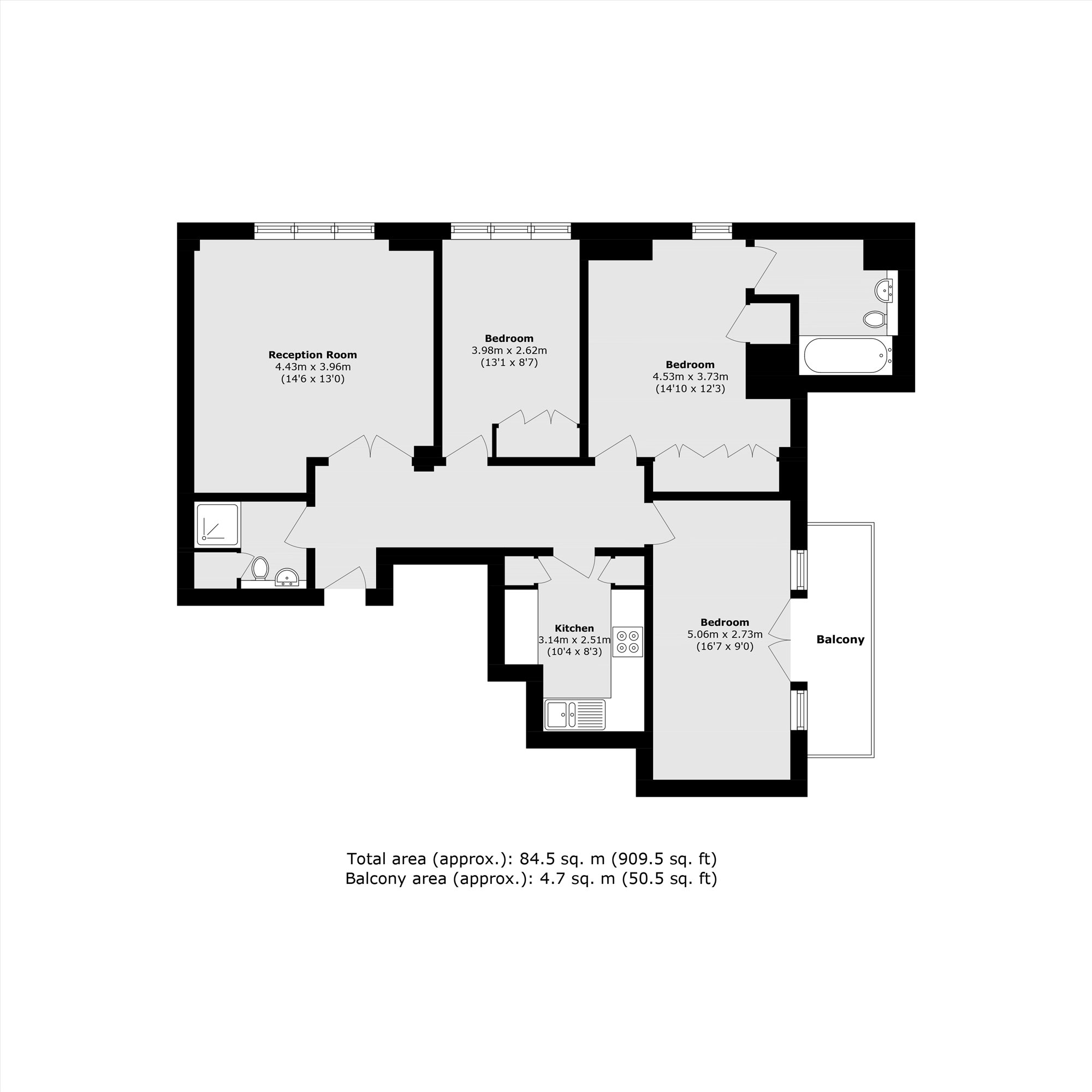 Flat 157, North Block, 1C, Belvedere Road, London floorplan