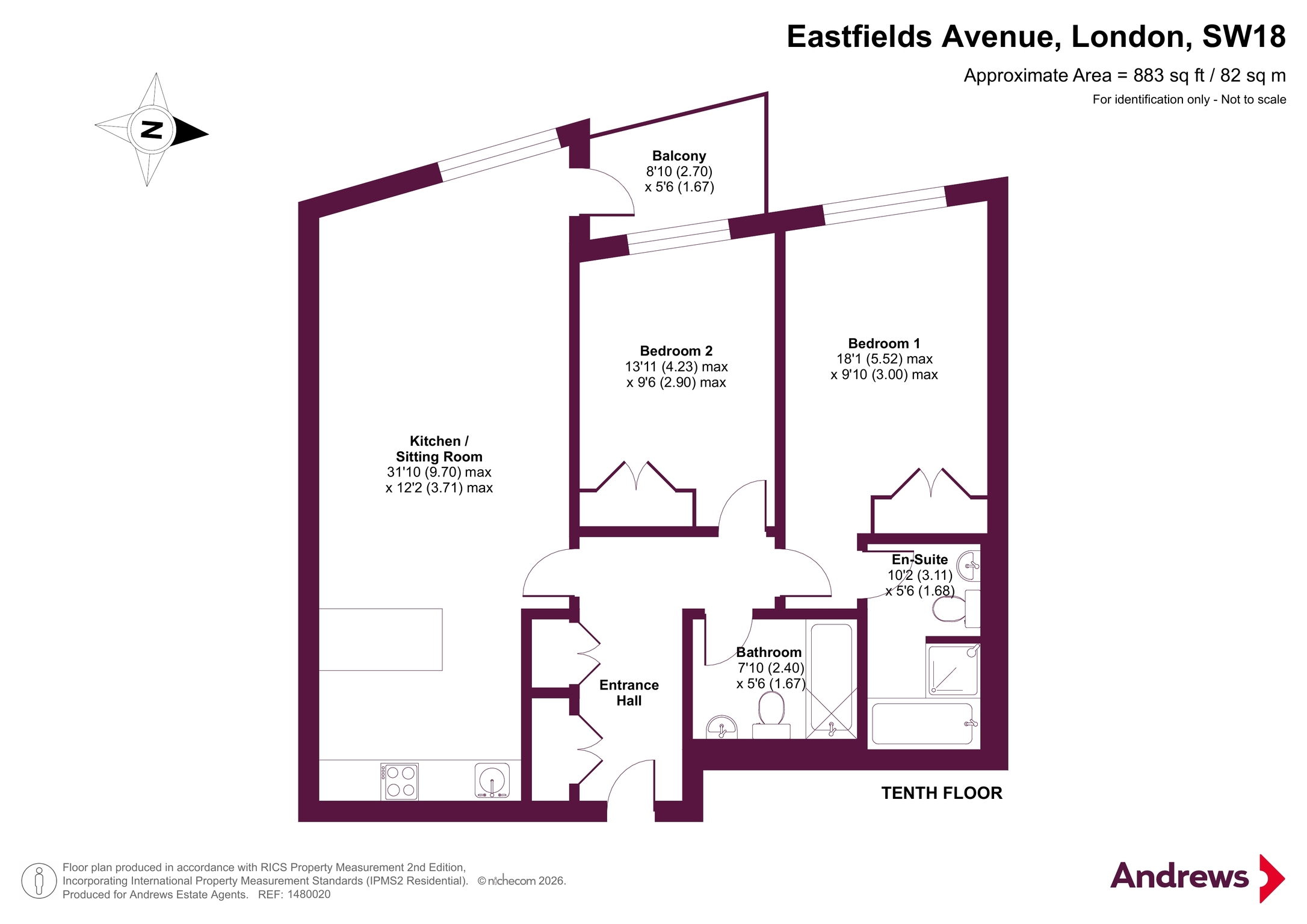 Apartment 1008, 5, Eastfields Avenue, London floorplan