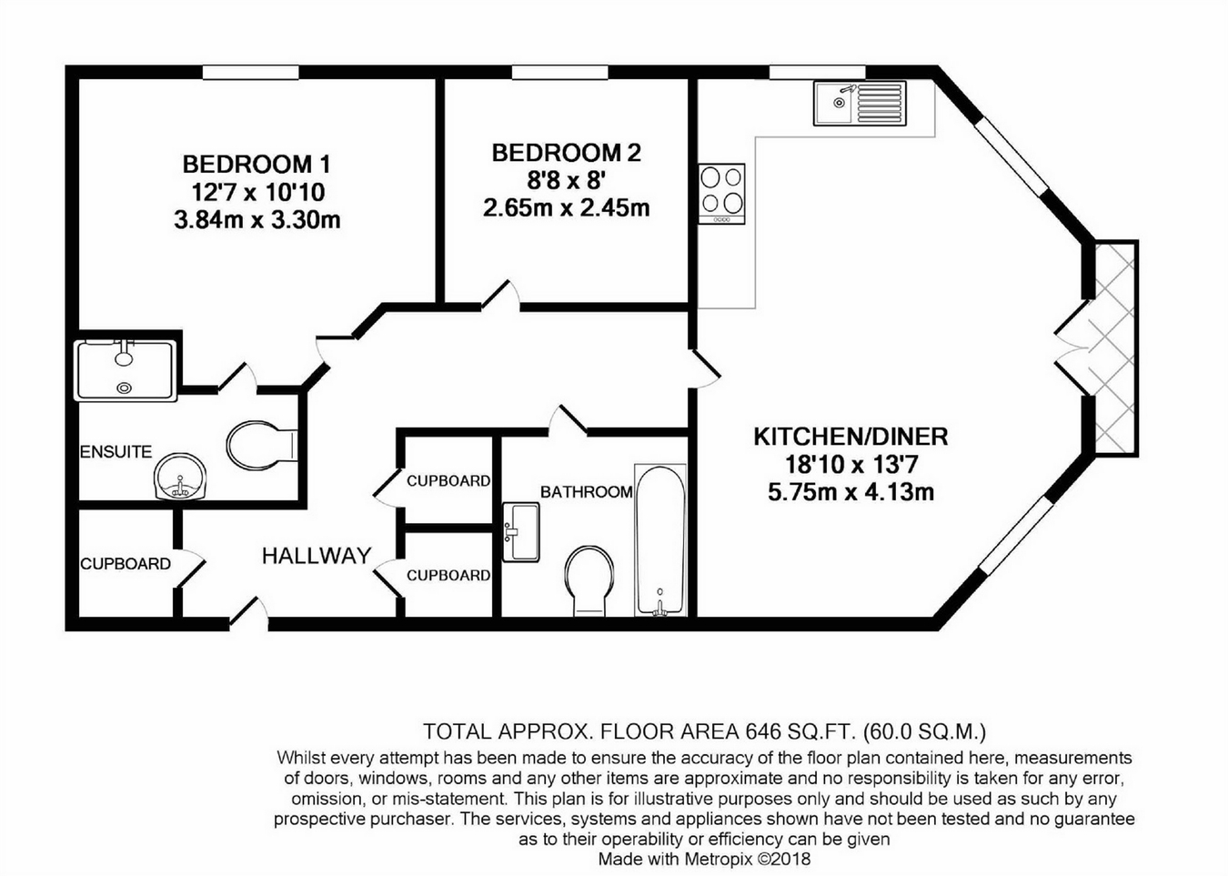 2 Bedrooms Flat for sale in Glebe Court, Clarendon Road, Cheshunt, Hertfordshire EN8