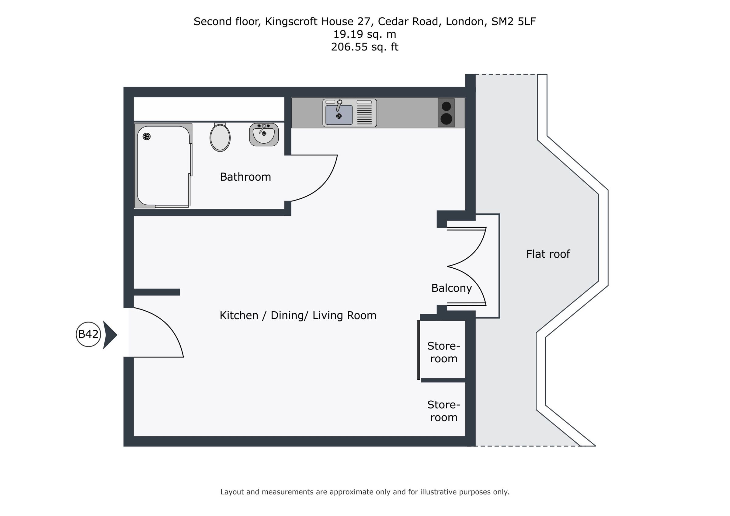 Flat 42, Kingscroft House 27 Cedar Road, London floorplan