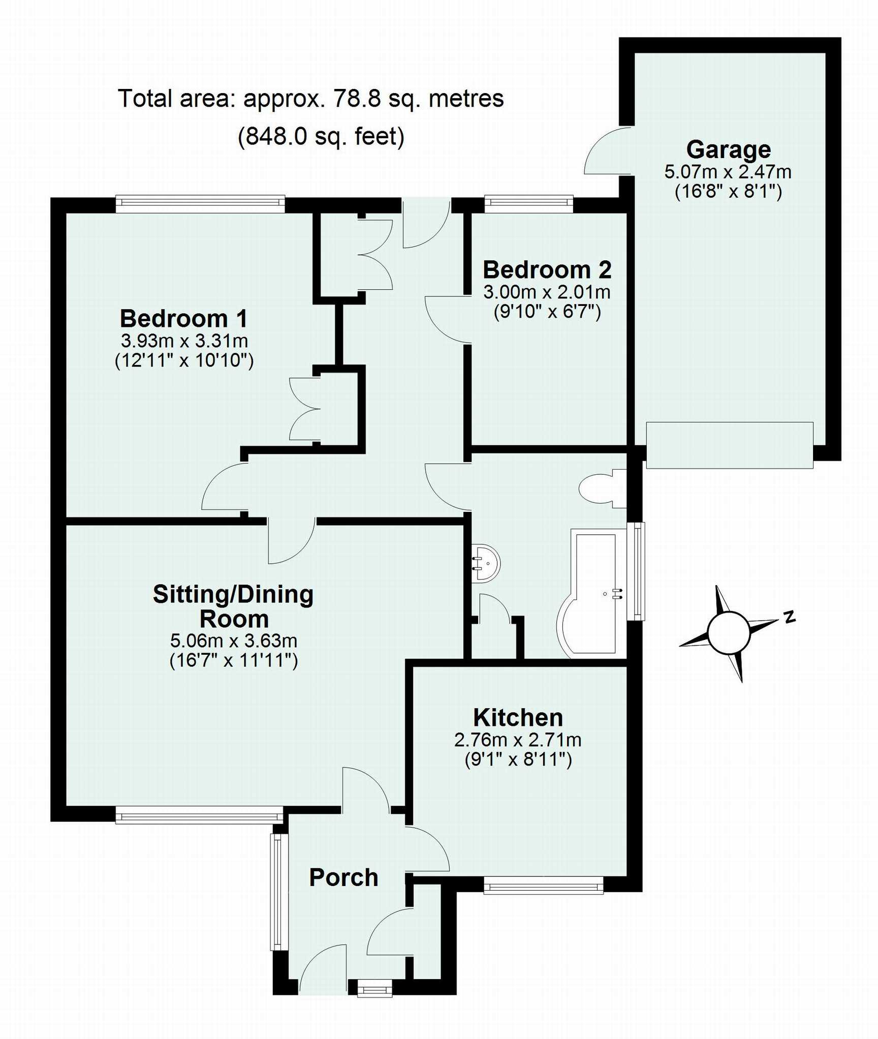 2 Bedrooms Semi-detached bungalow to rent in Long Meadow, Tiverton EX16