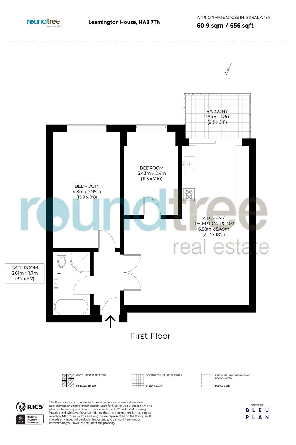 Flat 166, Leamington House, Edgware floorplan