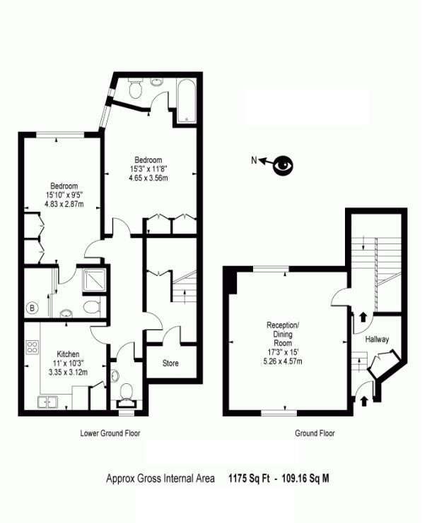Ground & Lower Ground Floor, 9, Bingham Place, London floorplan