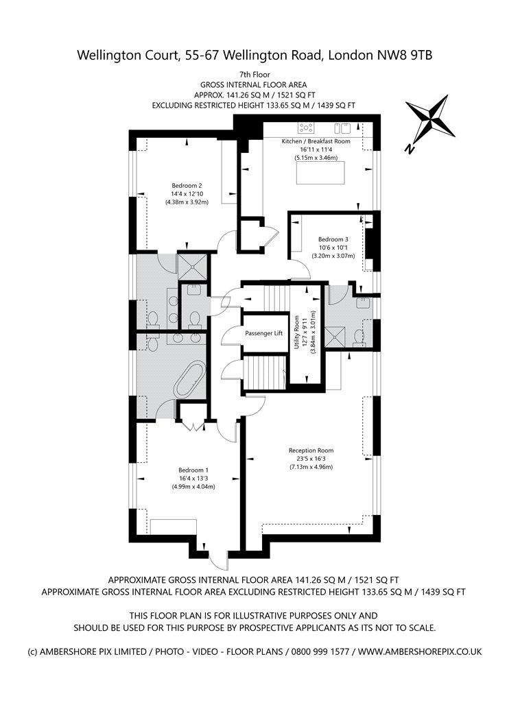 Penthouse 5 Wellington Court, 55-67, Wellington Road, St John's Wood floorplan